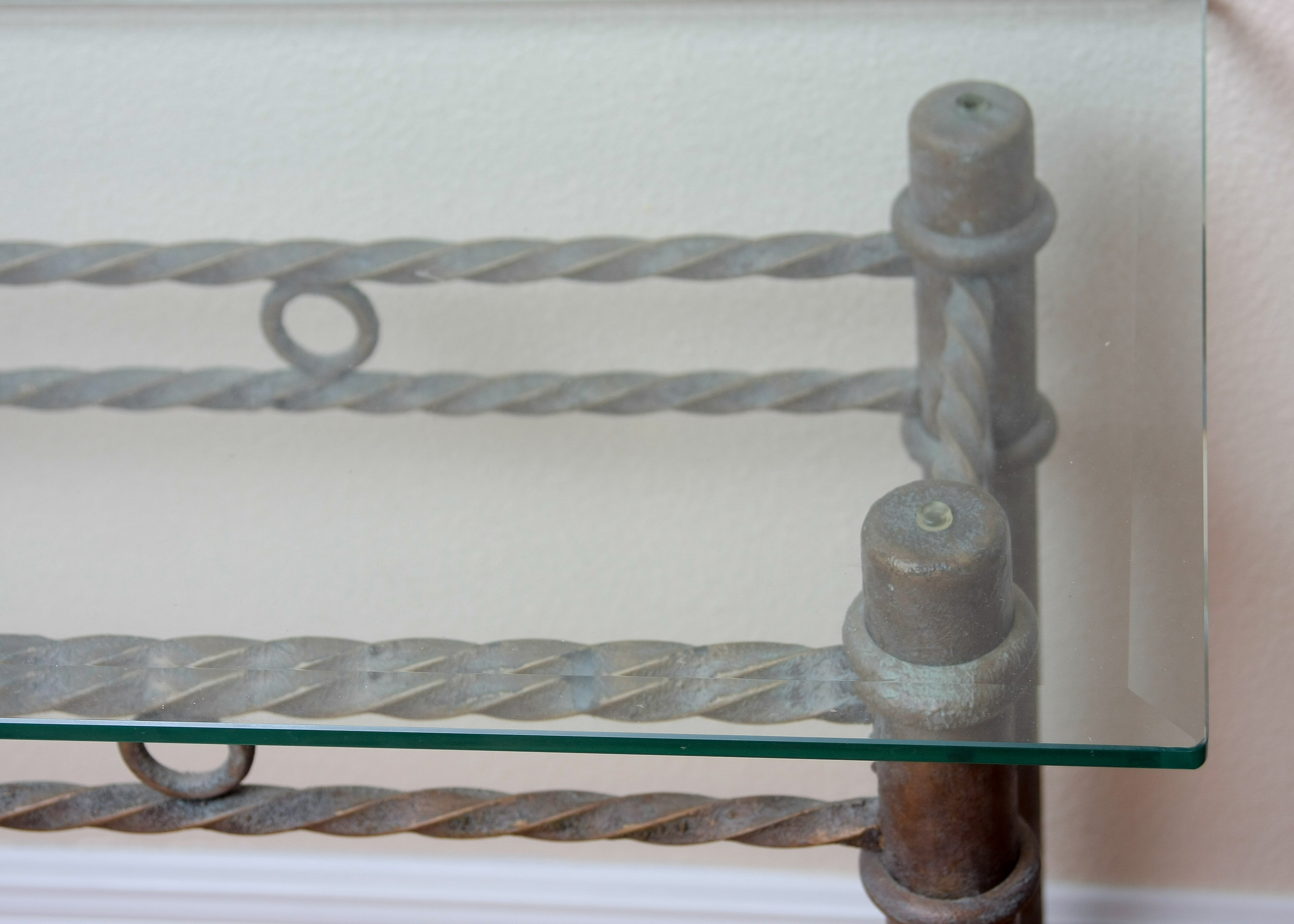 Contemporary Glass Top Console Table and Side Table