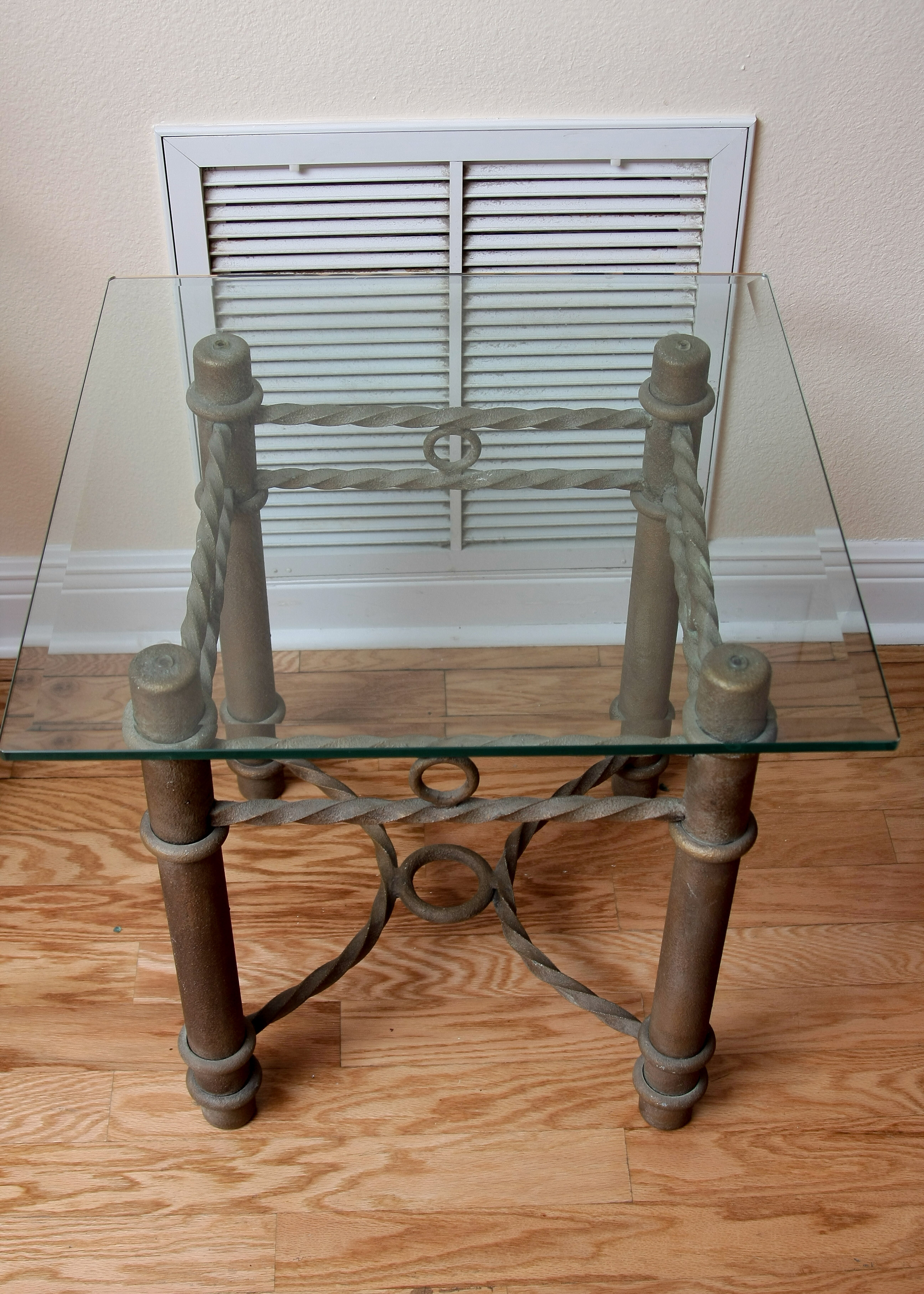 Contemporary Glass Top Console Table and Side Table