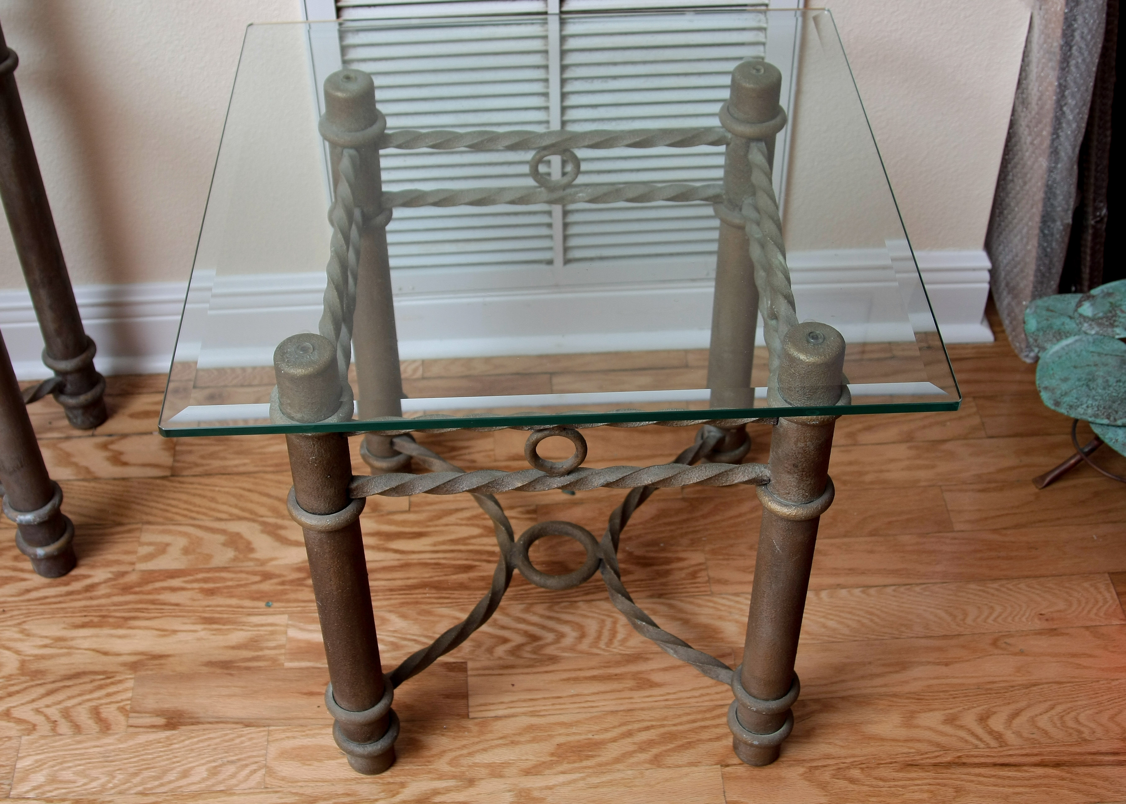 Contemporary Glass Top Console Table and Side Table