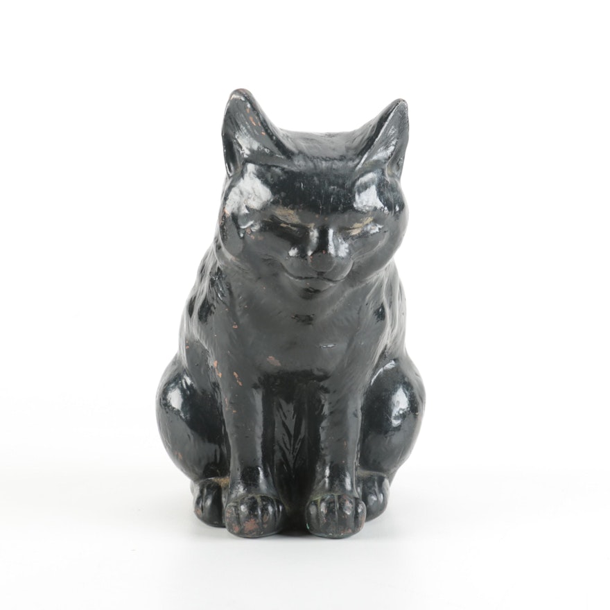 Metallic Black Cat Figurine