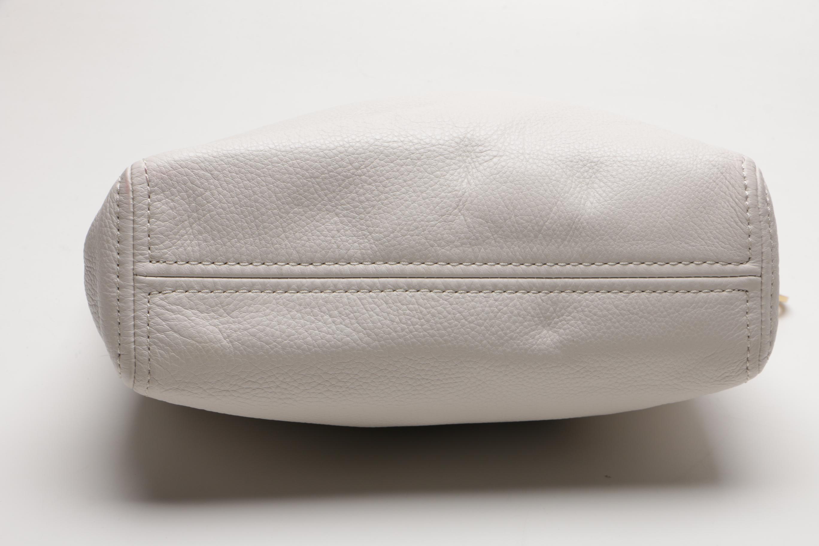 Oversized ID Chain Michael Kors White Venus Leather Hobo Satchel