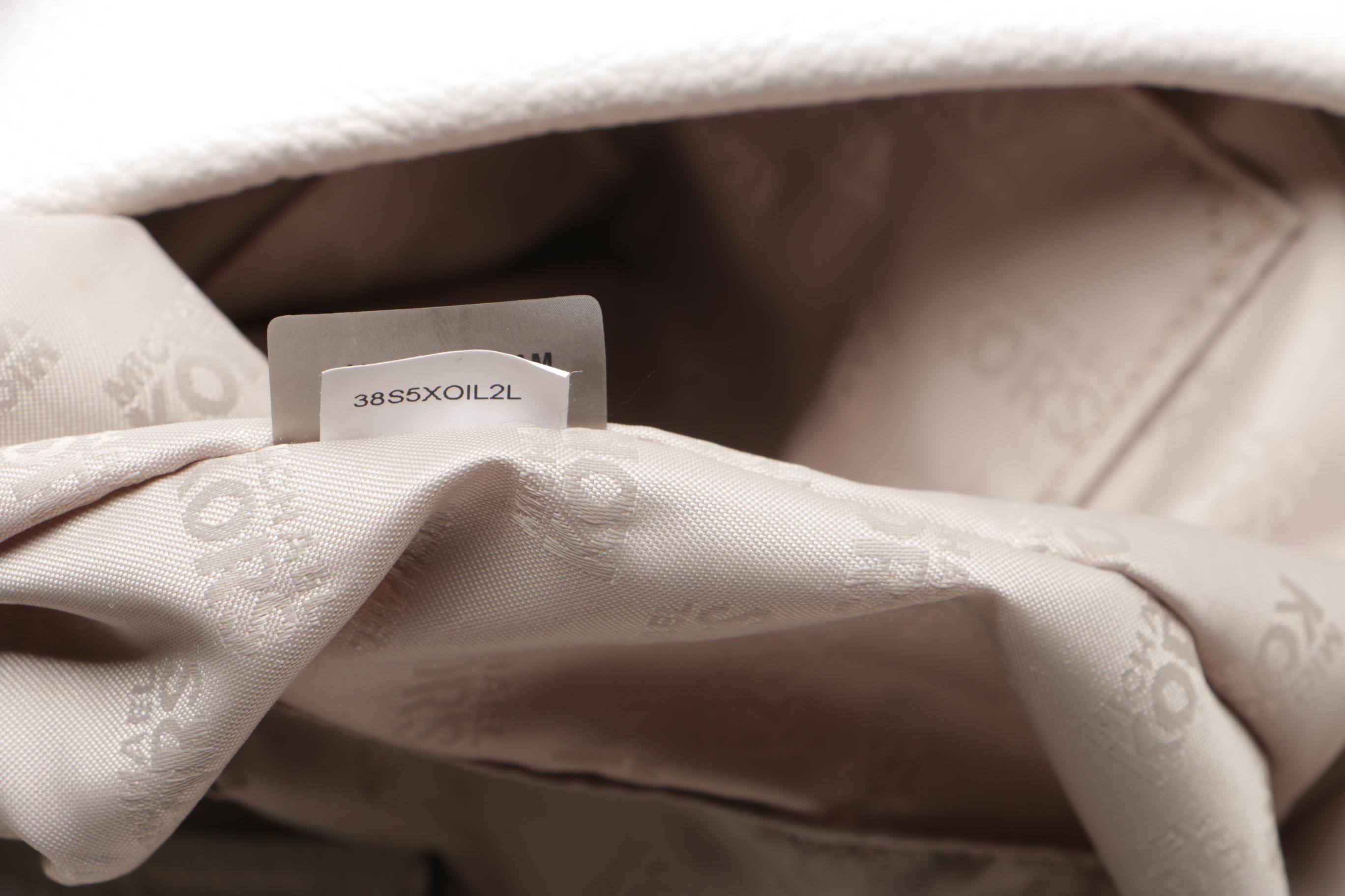 Oversized ID Chain Michael Kors White Venus Leather Hobo Satchel