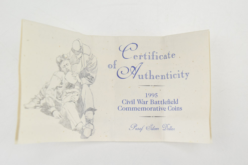 1995 Civil War Battlefield Commemorative Proof Silver Dollar