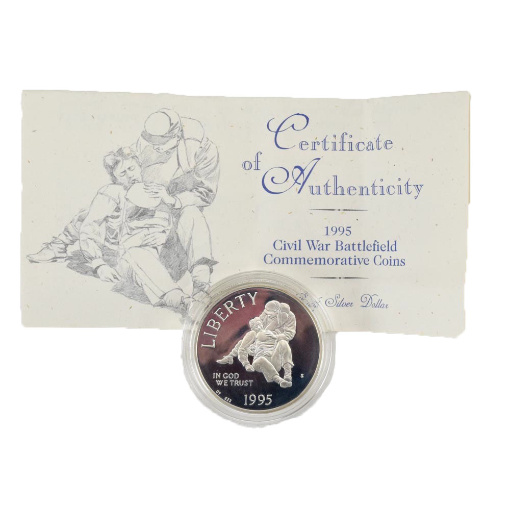 1995 Civil War Battlefield Commemorative Proof Silver Dollar