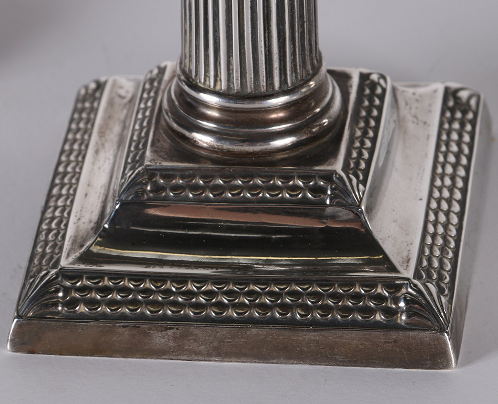 1897 Thomas Bradbury & Sons Weighted Sterling Silver Candlesticks