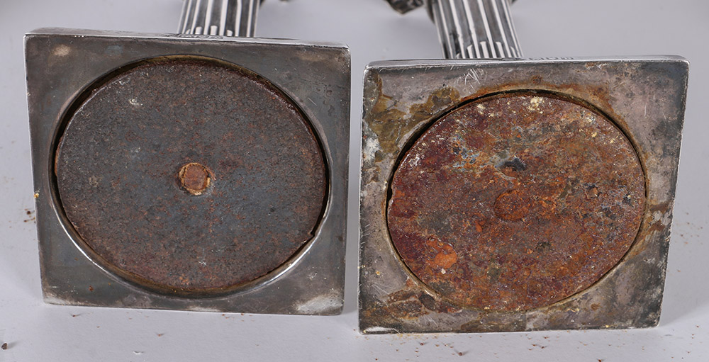 1897 Thomas Bradbury & Sons Weighted Sterling Silver Candlesticks