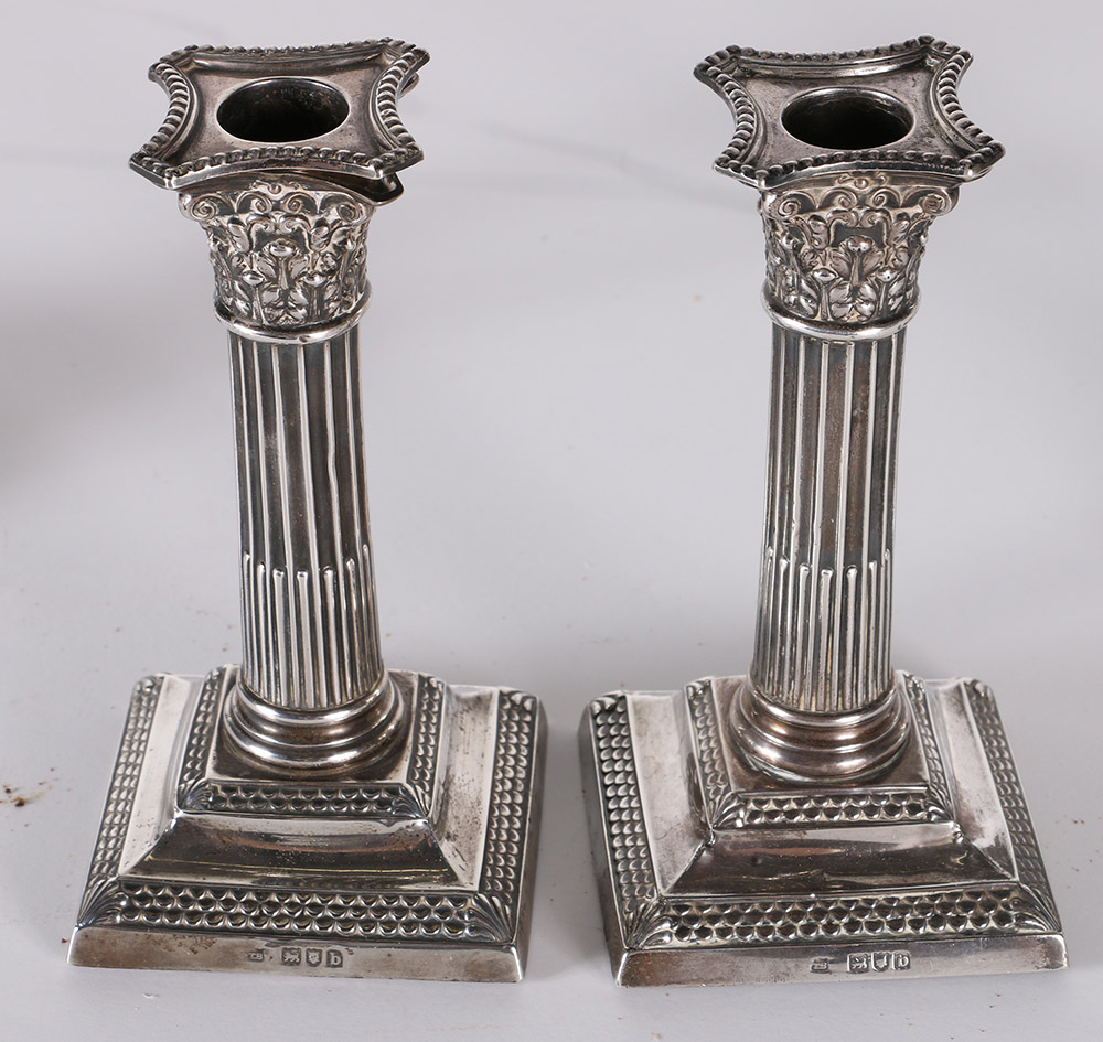 1897 Thomas Bradbury & Sons Weighted Sterling Silver Candlesticks