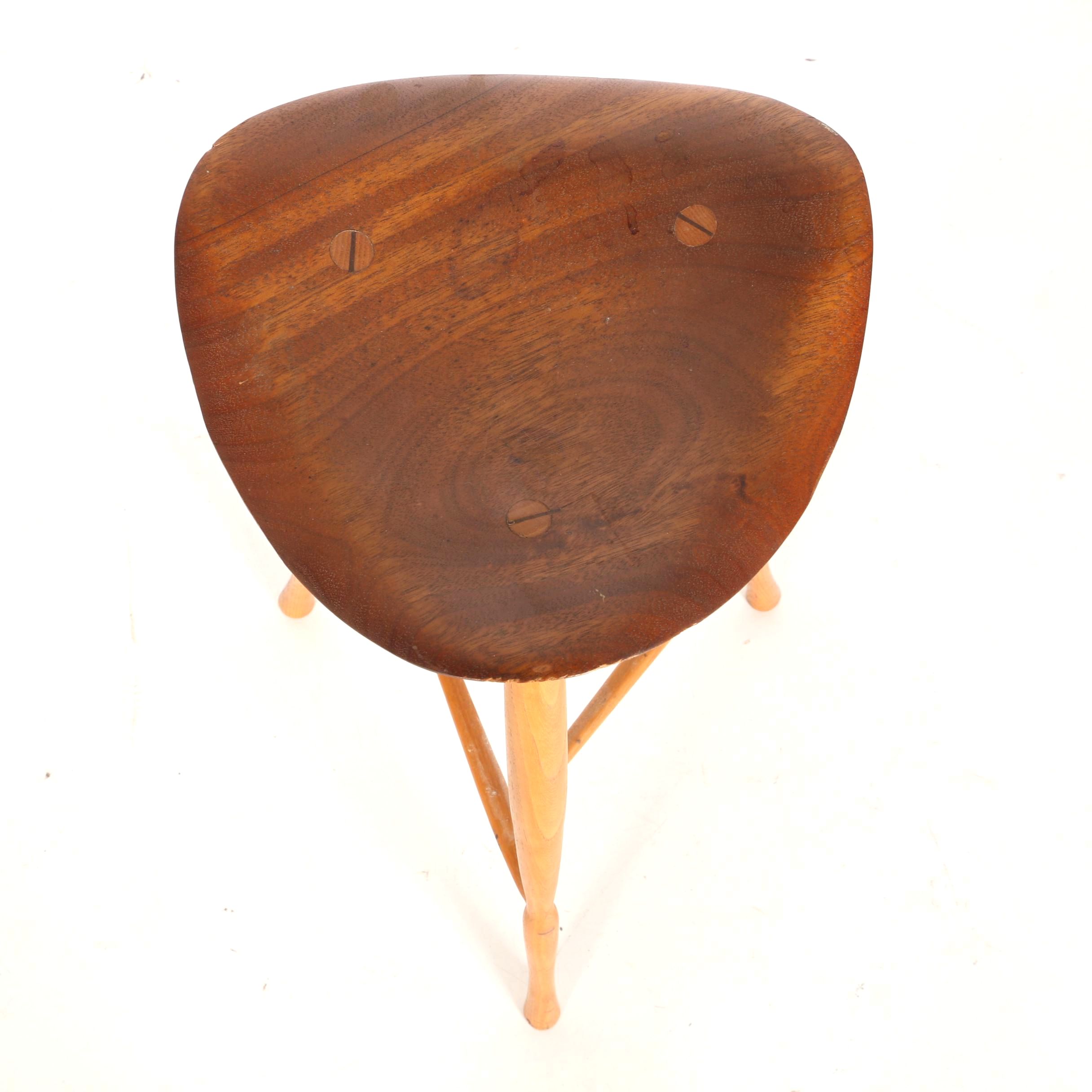 Mid Century Modern Teak Bar Stool by Karl Seemuller