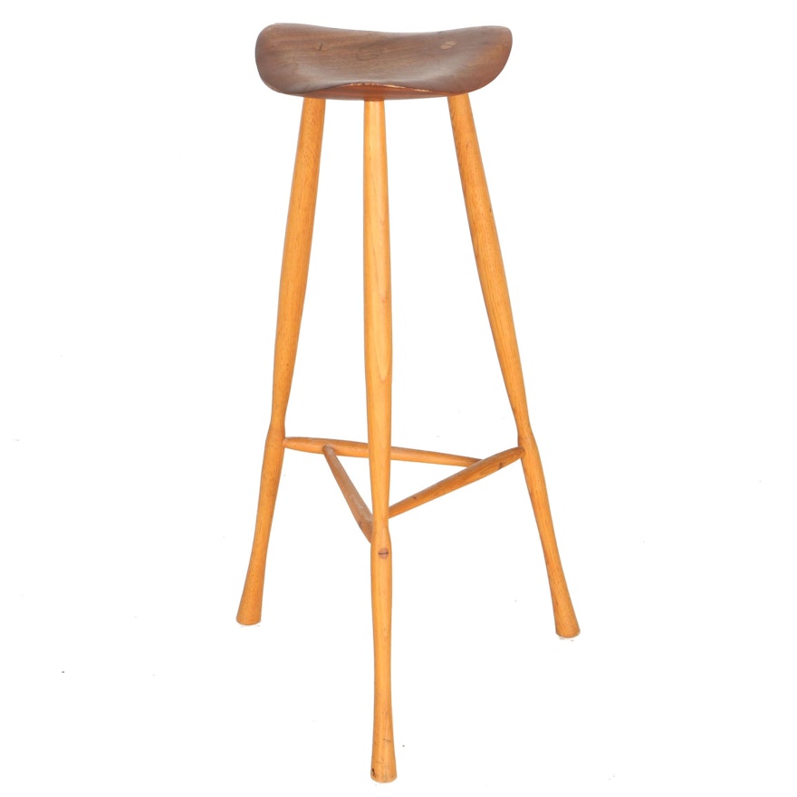 Mid Century Modern Teak Bar Stool by Karl Seemuller