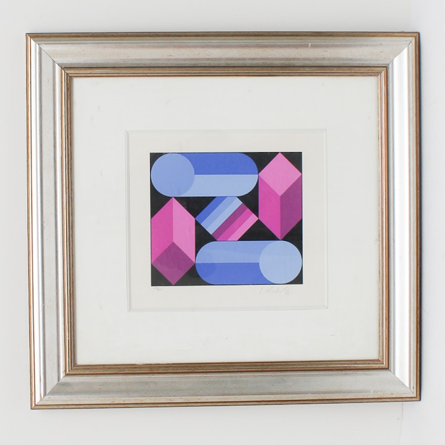 Victor Vasarely Limited Edition Serigraph "Stri-Dio"