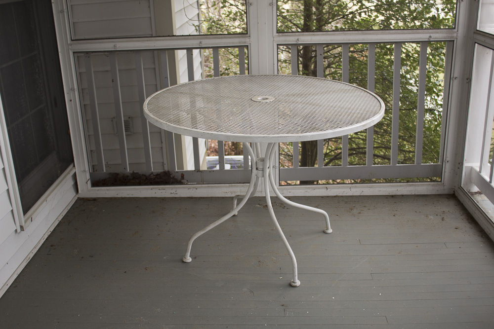 White Metal Patio Table