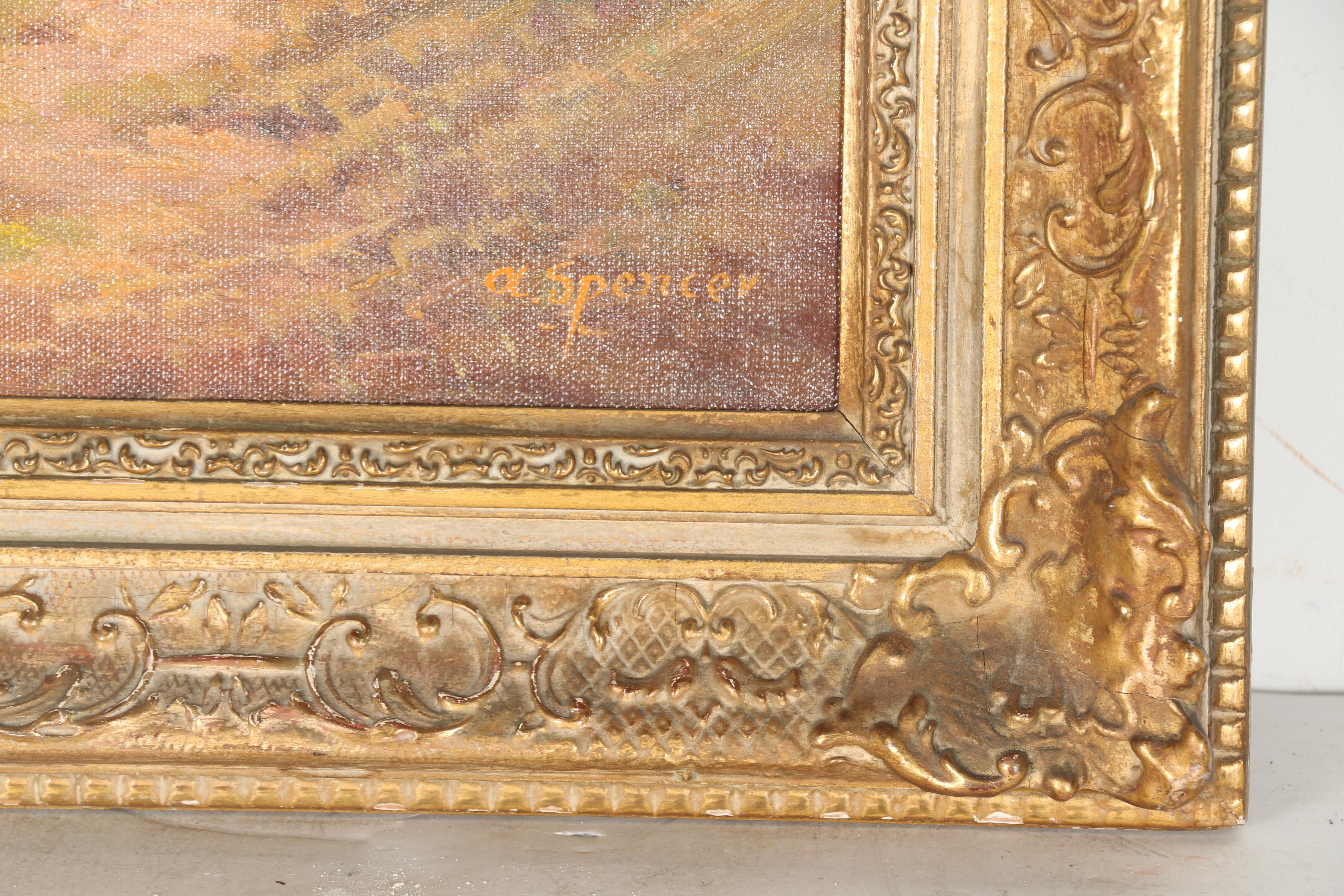 Augustus Spencer Oil Painting on Canvas "Country Cottage"