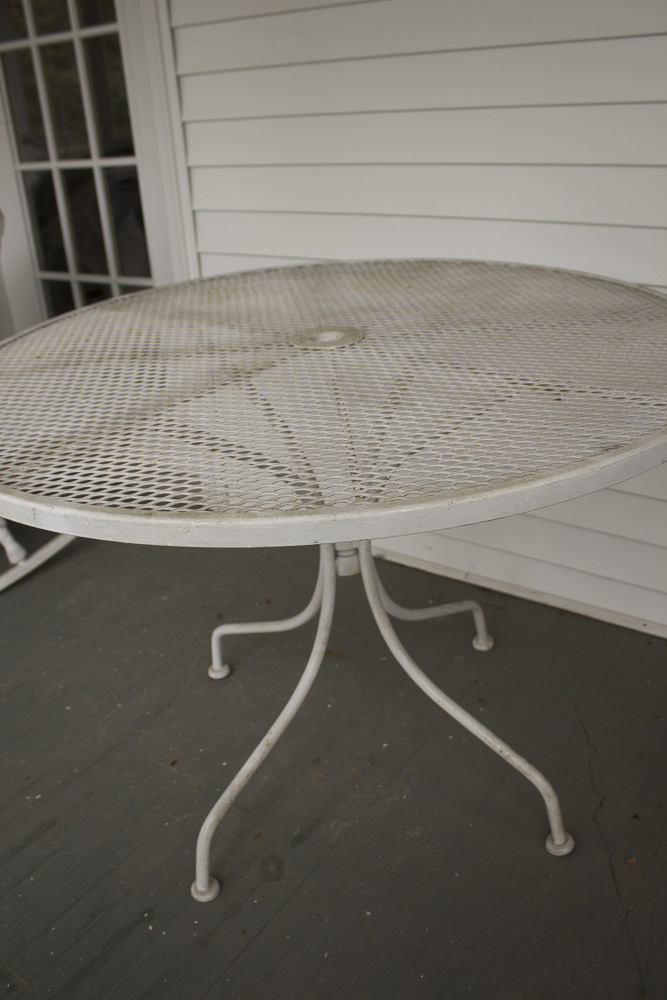 White Metal Patio Table