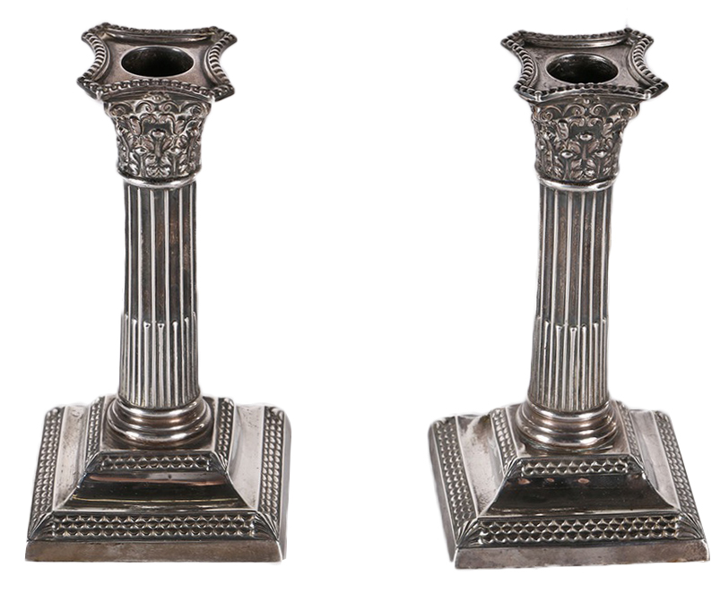 1897 Thomas Bradbury & Sons Weighted Sterling Silver Candlesticks