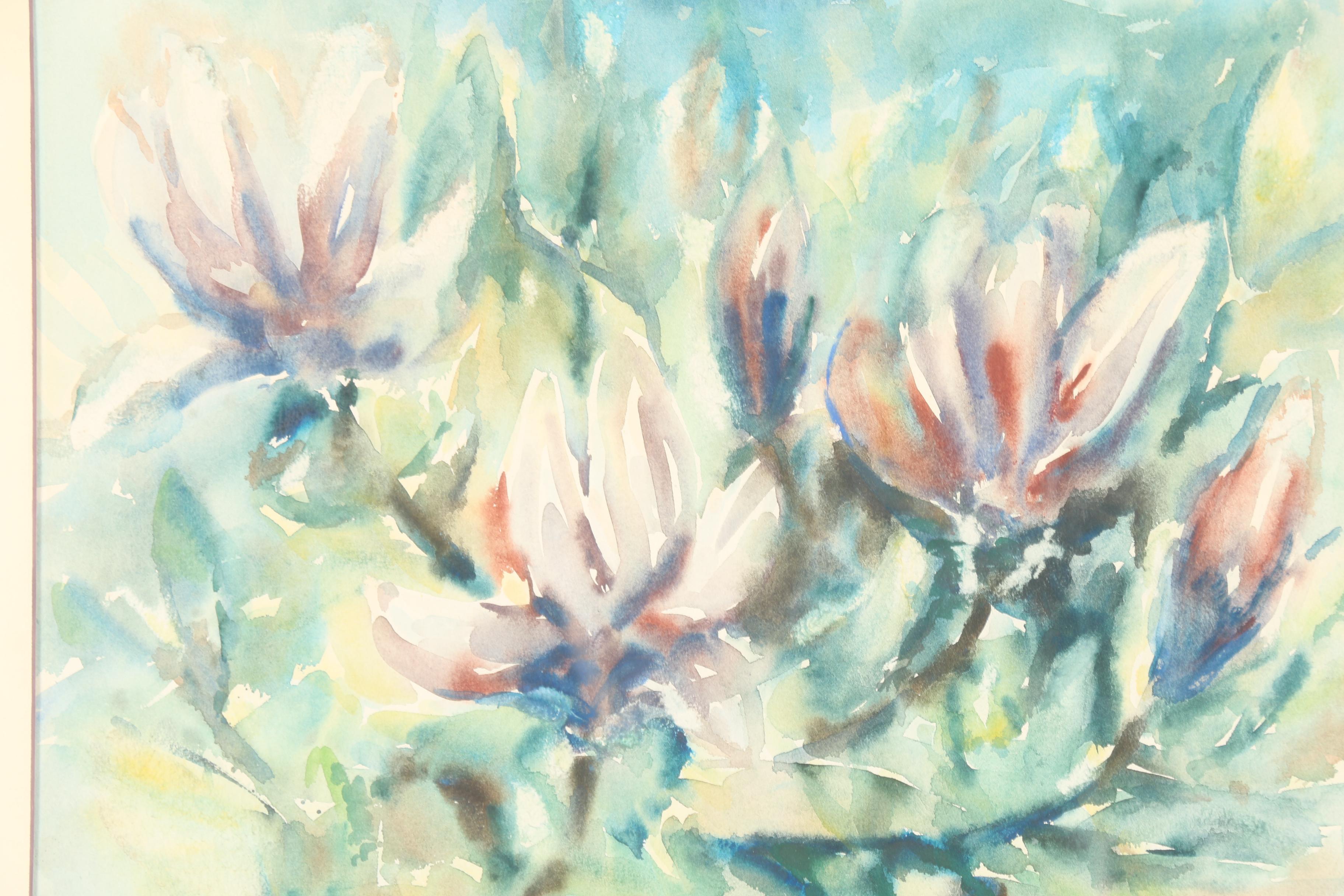 Ernst Springer 1960s Floral Watercolor on Paper