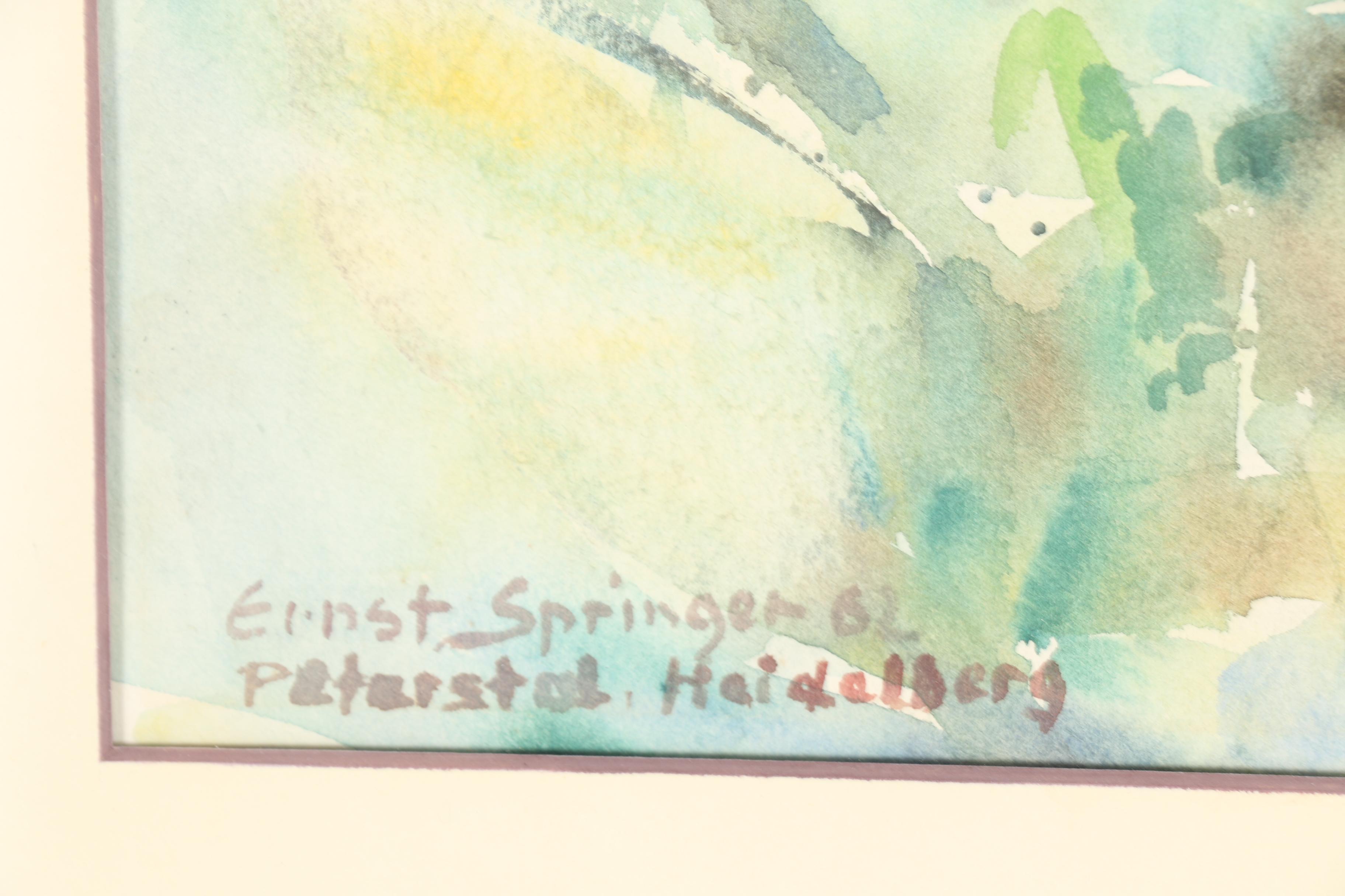 Ernst Springer 1960s Floral Watercolor on Paper