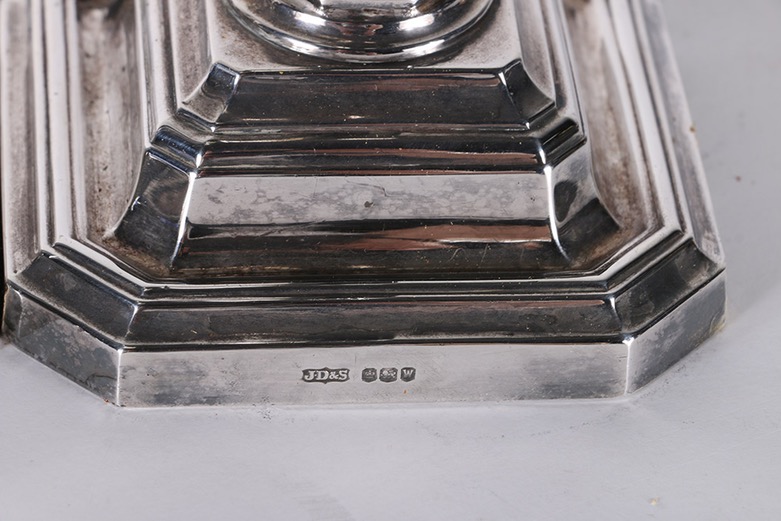 Vintage James Dixon & Sons Weighted Sterling Silver Candlesticks