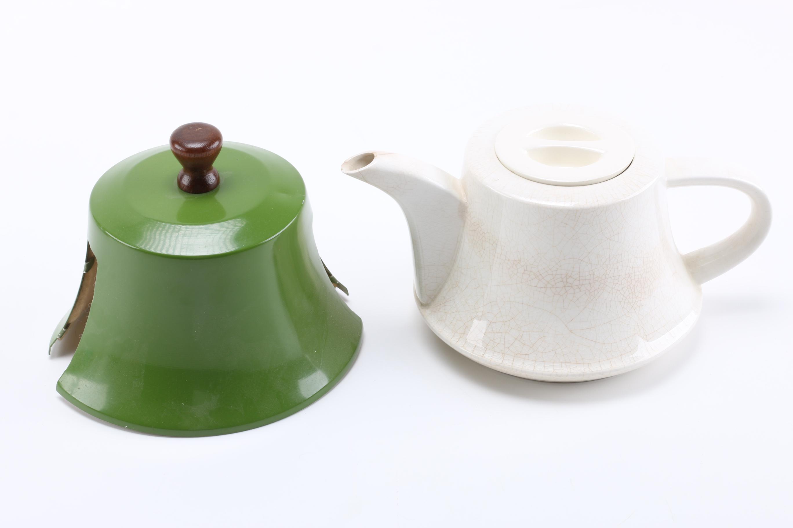 Circa 1970s Ceramic Teapots with Insulated Tea Cozies
