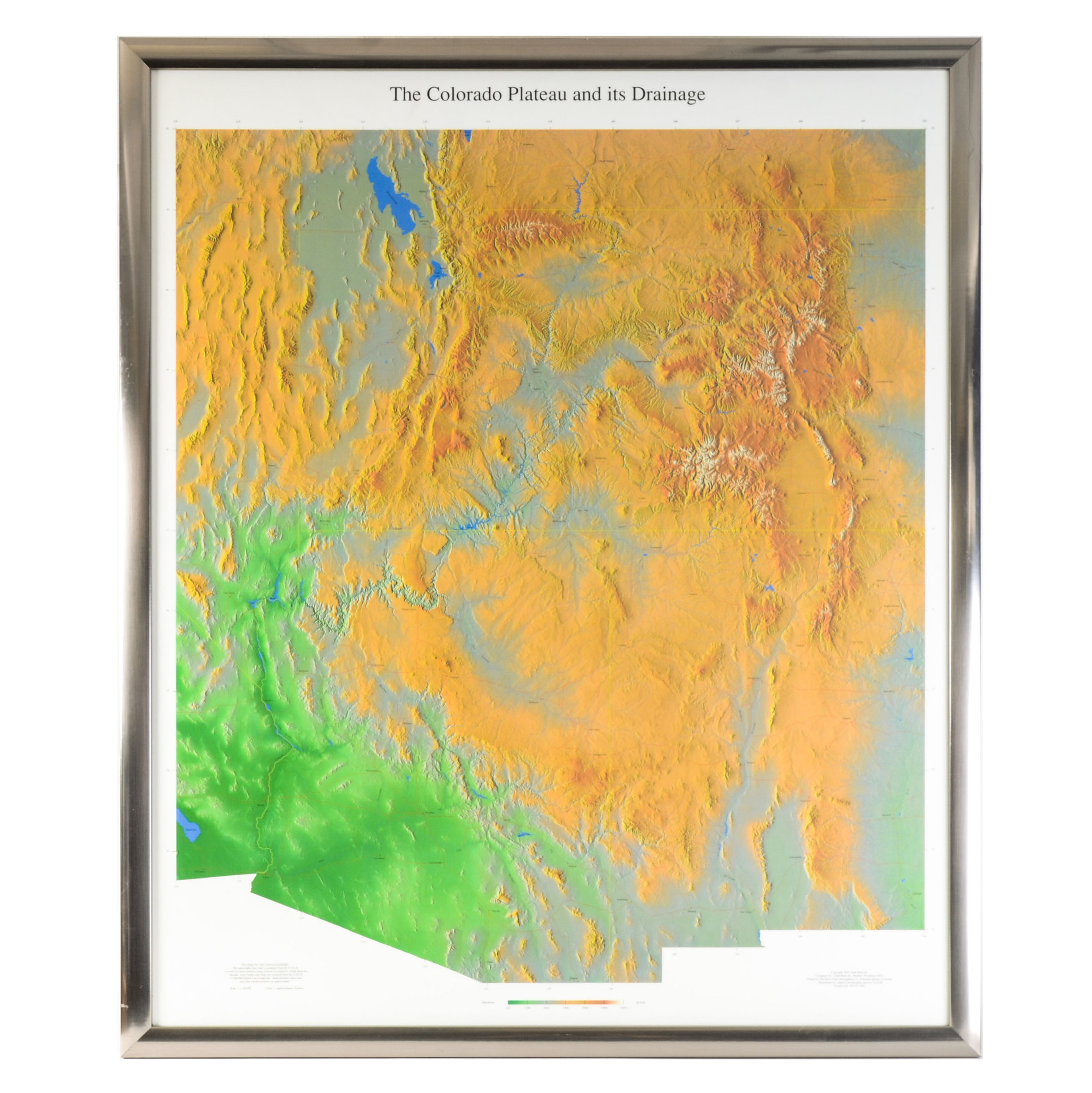 Framed Map of Colorado Drainage