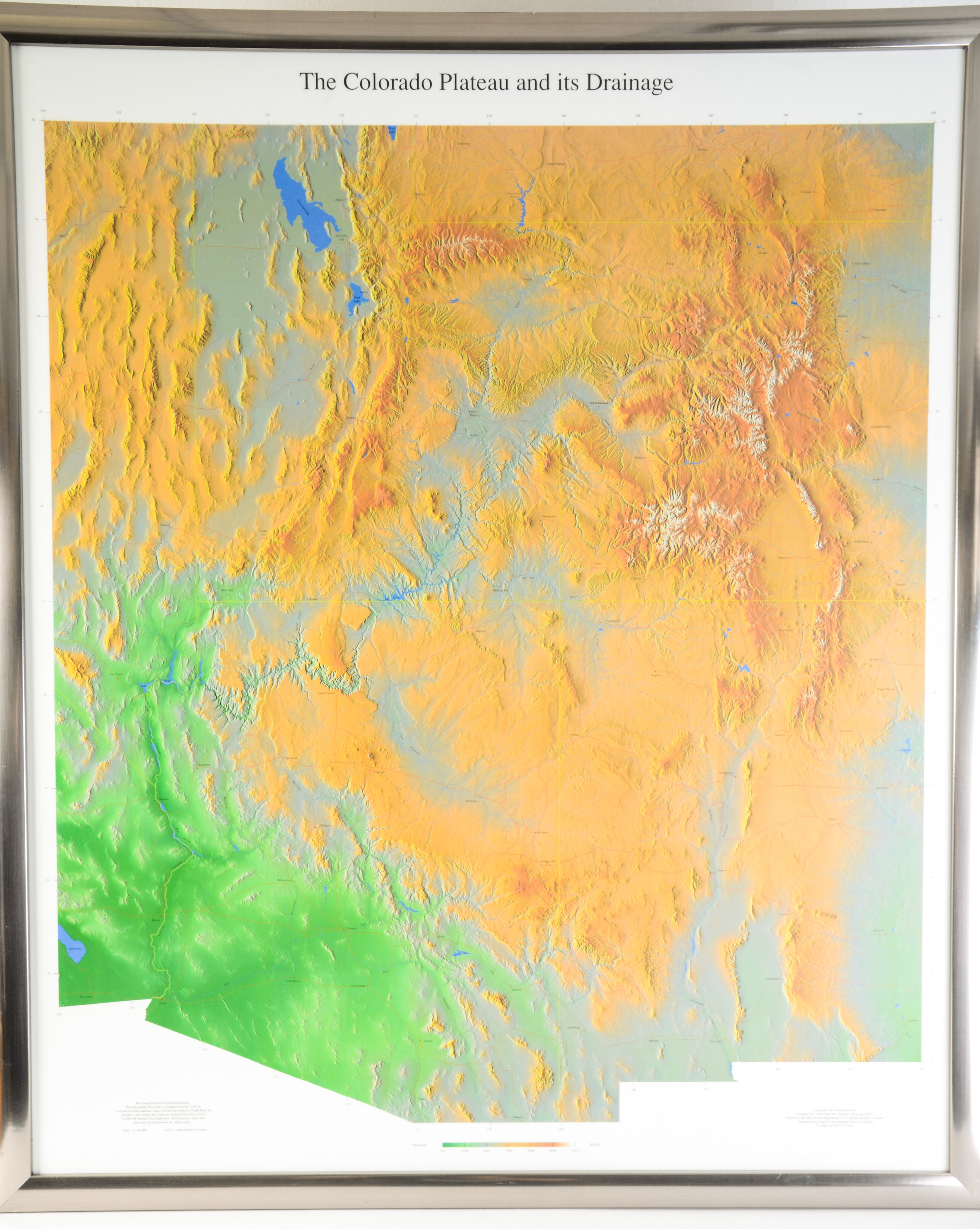 Framed Map of Colorado Drainage