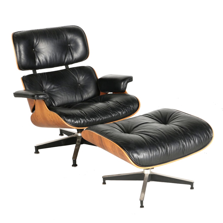 Charles and Ray Eames Leather Chair and Ottoman for Herman Miller