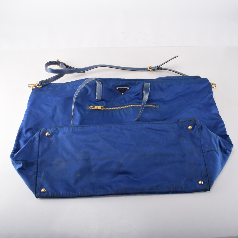 Prada Blue Nylon Extra Large Tote