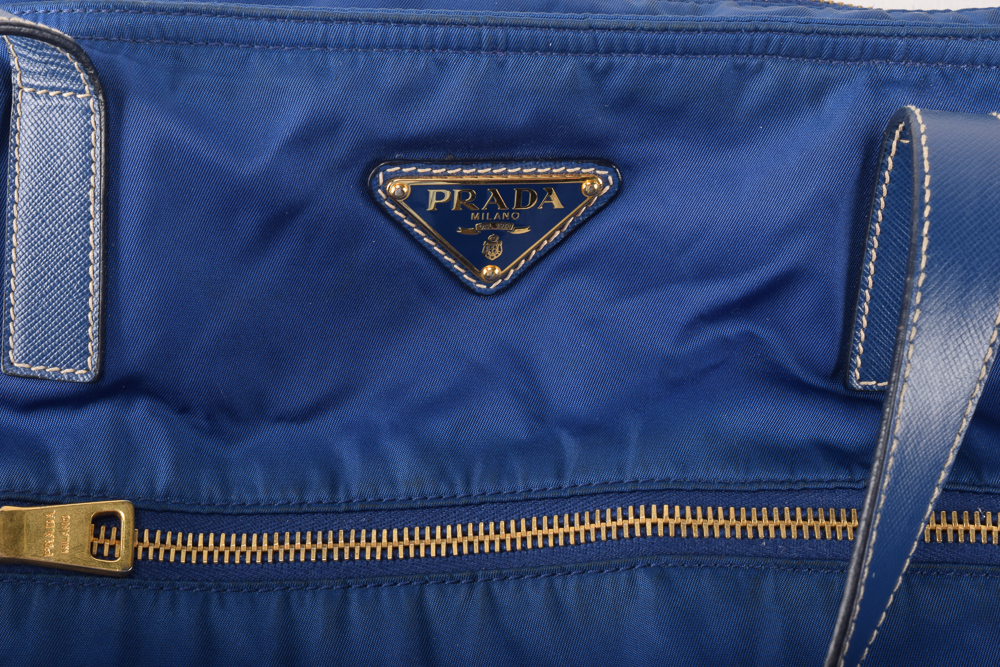 Prada Blue Nylon Extra Large Tote