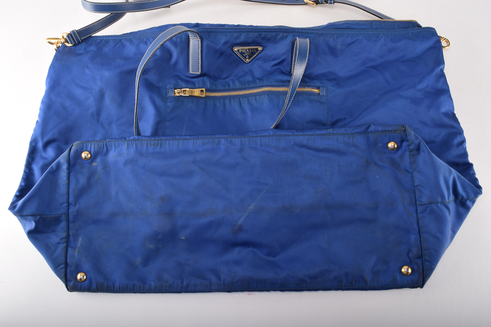 Prada Blue Nylon Extra Large Tote