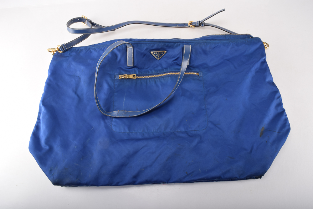 Prada Blue Nylon Extra Large Tote
