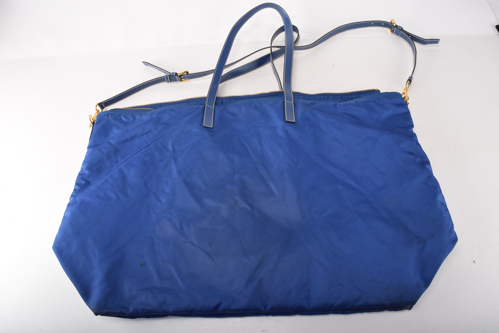 Prada Blue Nylon Extra Large Tote