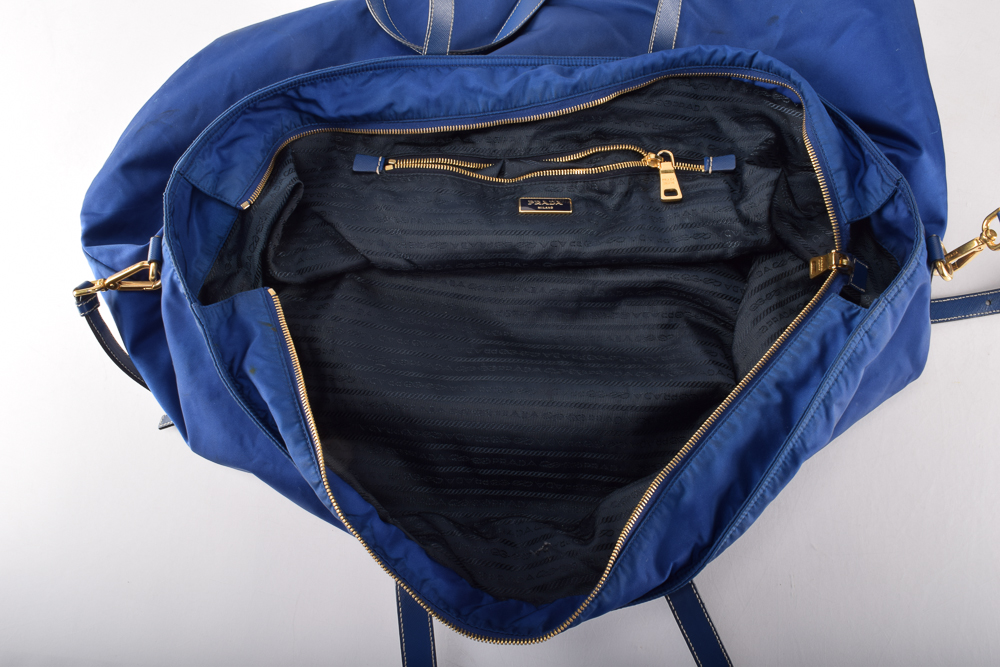 Prada Blue Nylon Extra Large Tote