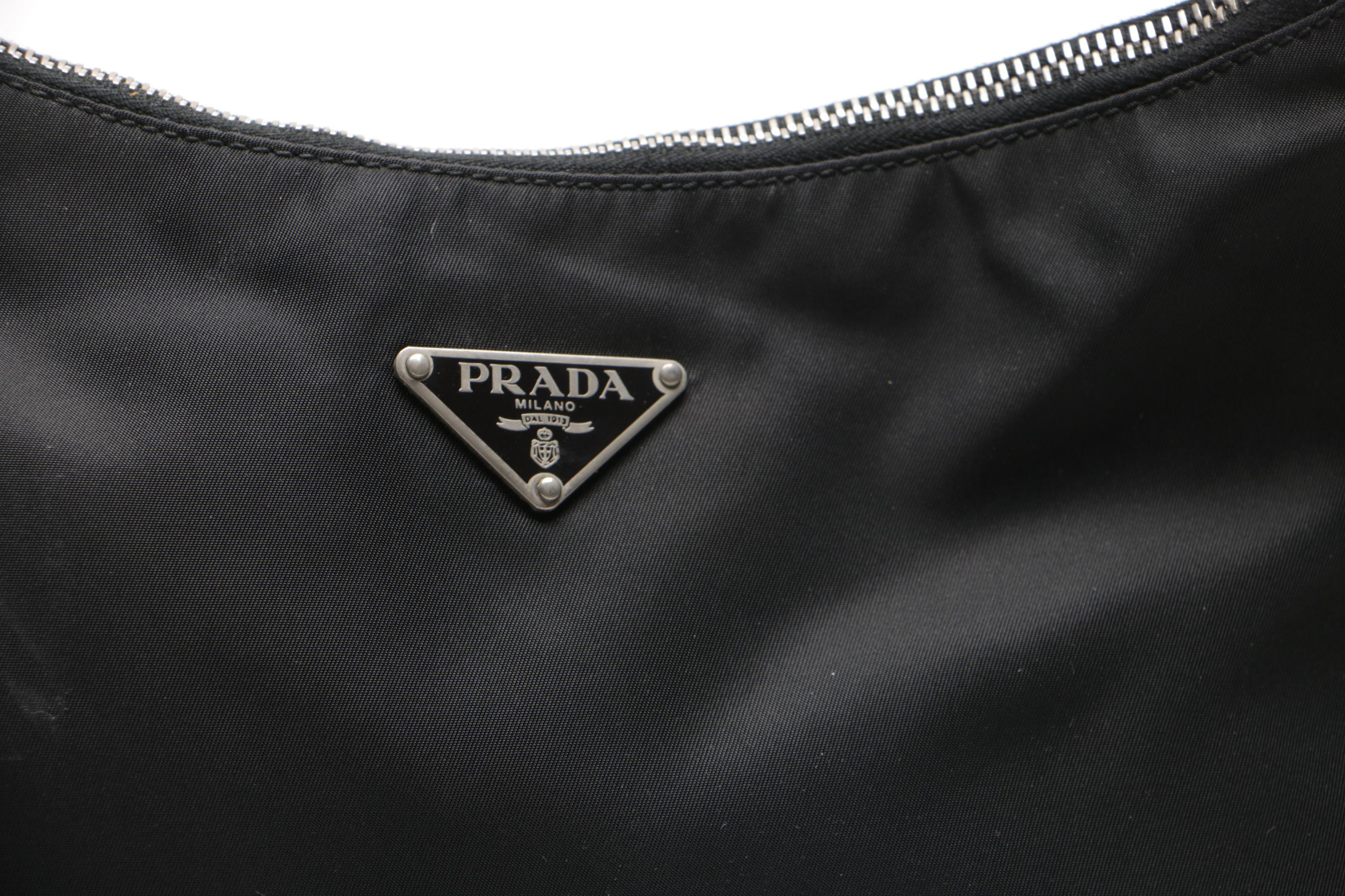 Prada Black Nylon and Leather Handbag