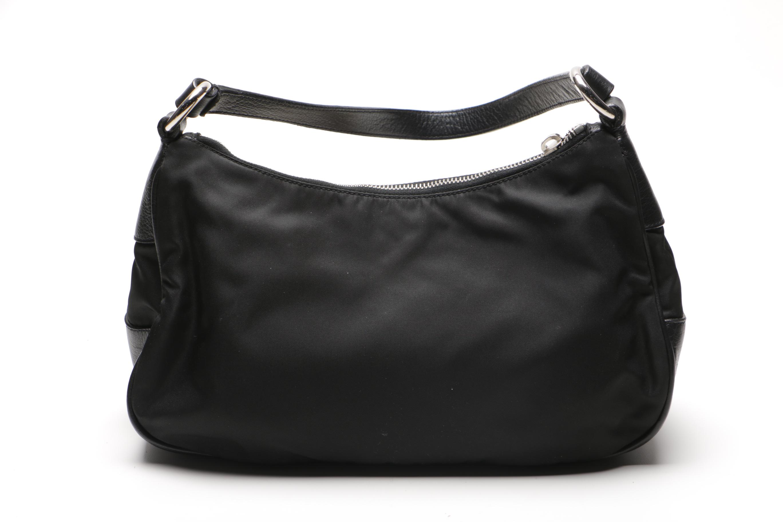 Prada Black Nylon and Leather Handbag