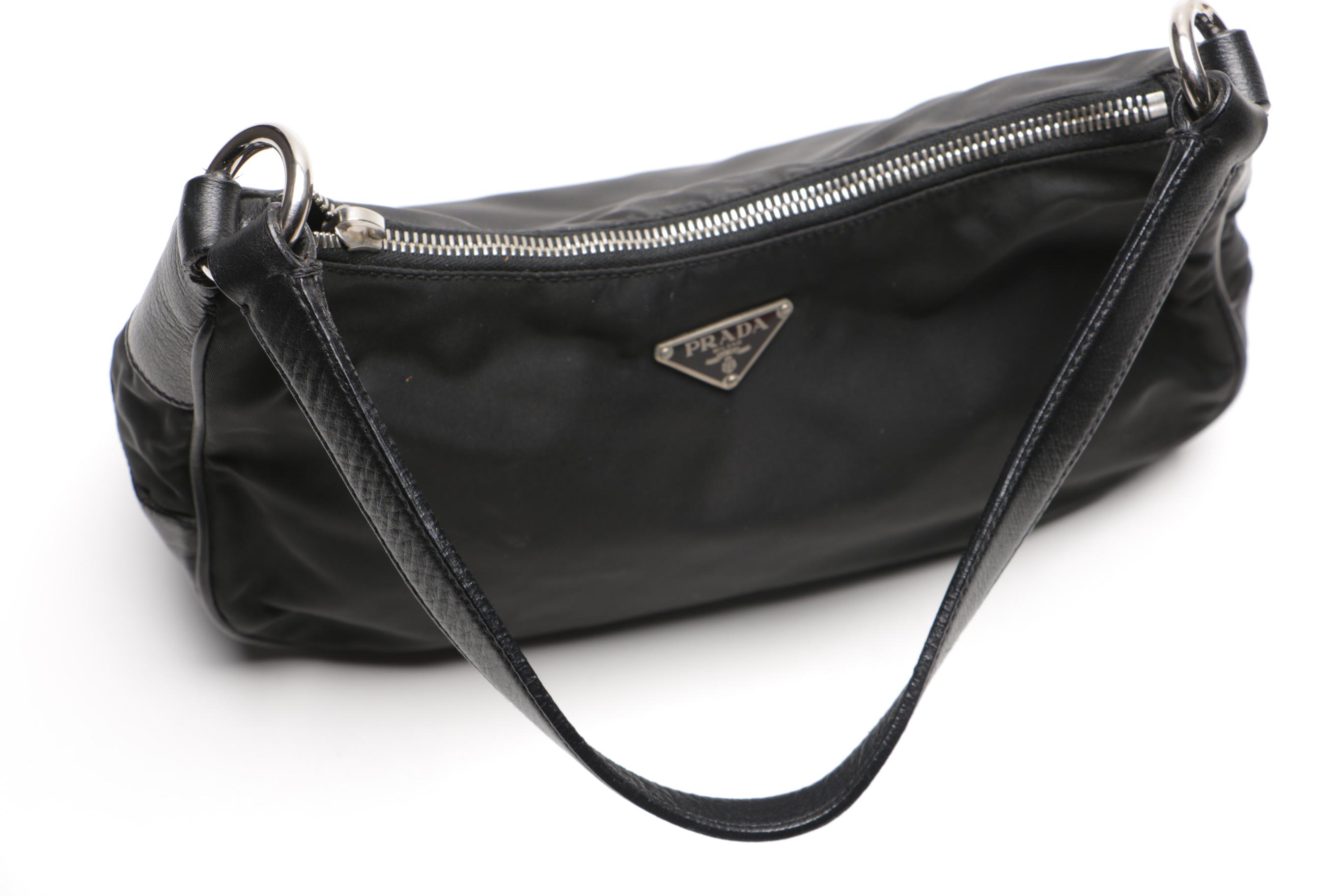 Prada Black Nylon and Leather Handbag