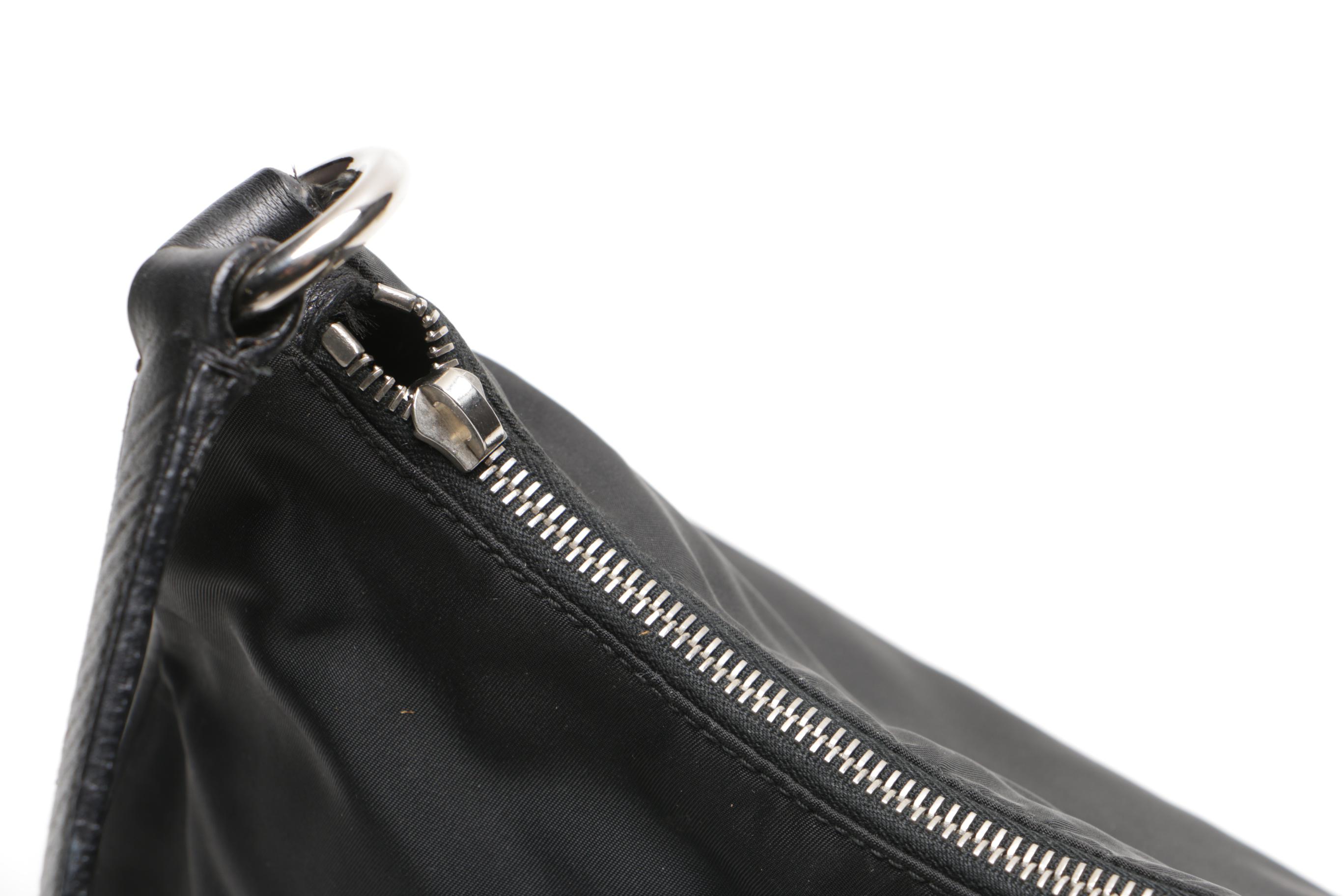 Prada Black Nylon and Leather Handbag