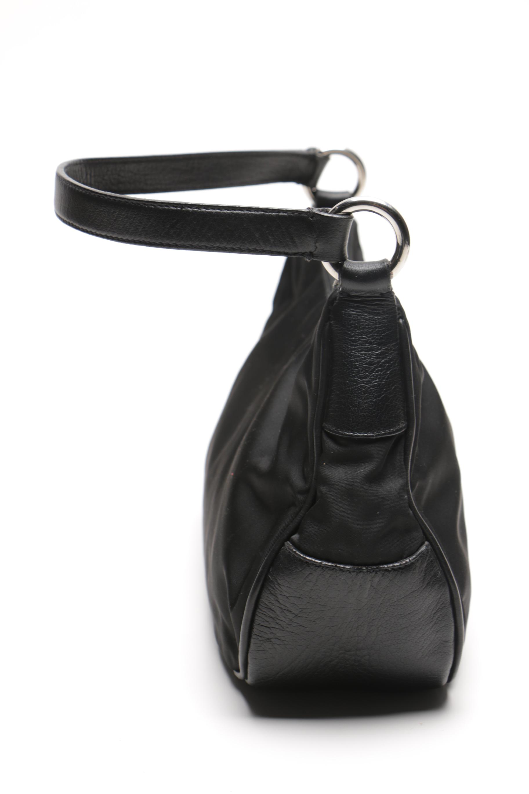 Prada Black Nylon and Leather Handbag