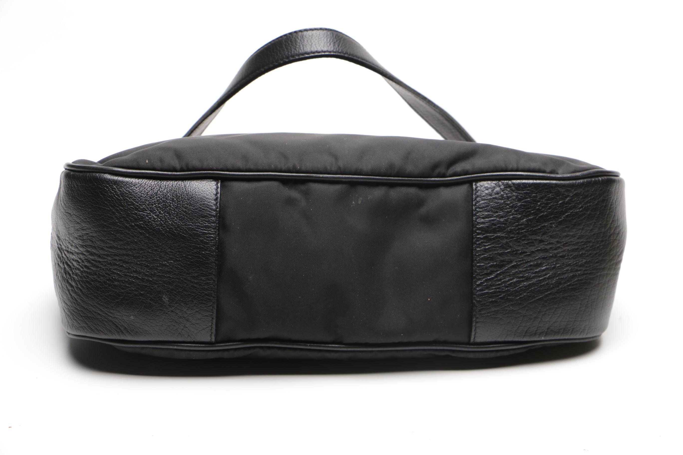 Prada Black Nylon and Leather Handbag