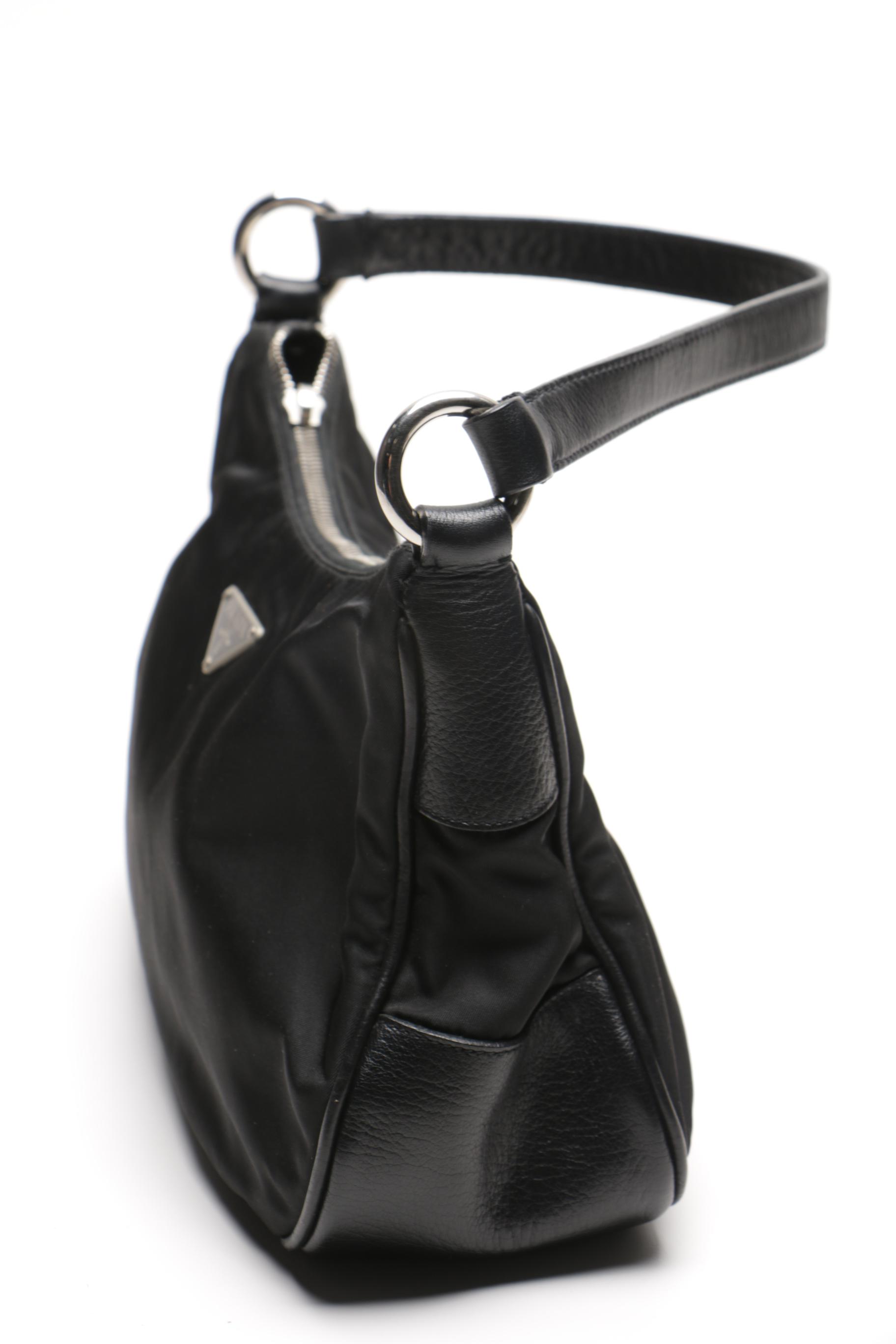 Prada Black Nylon and Leather Handbag