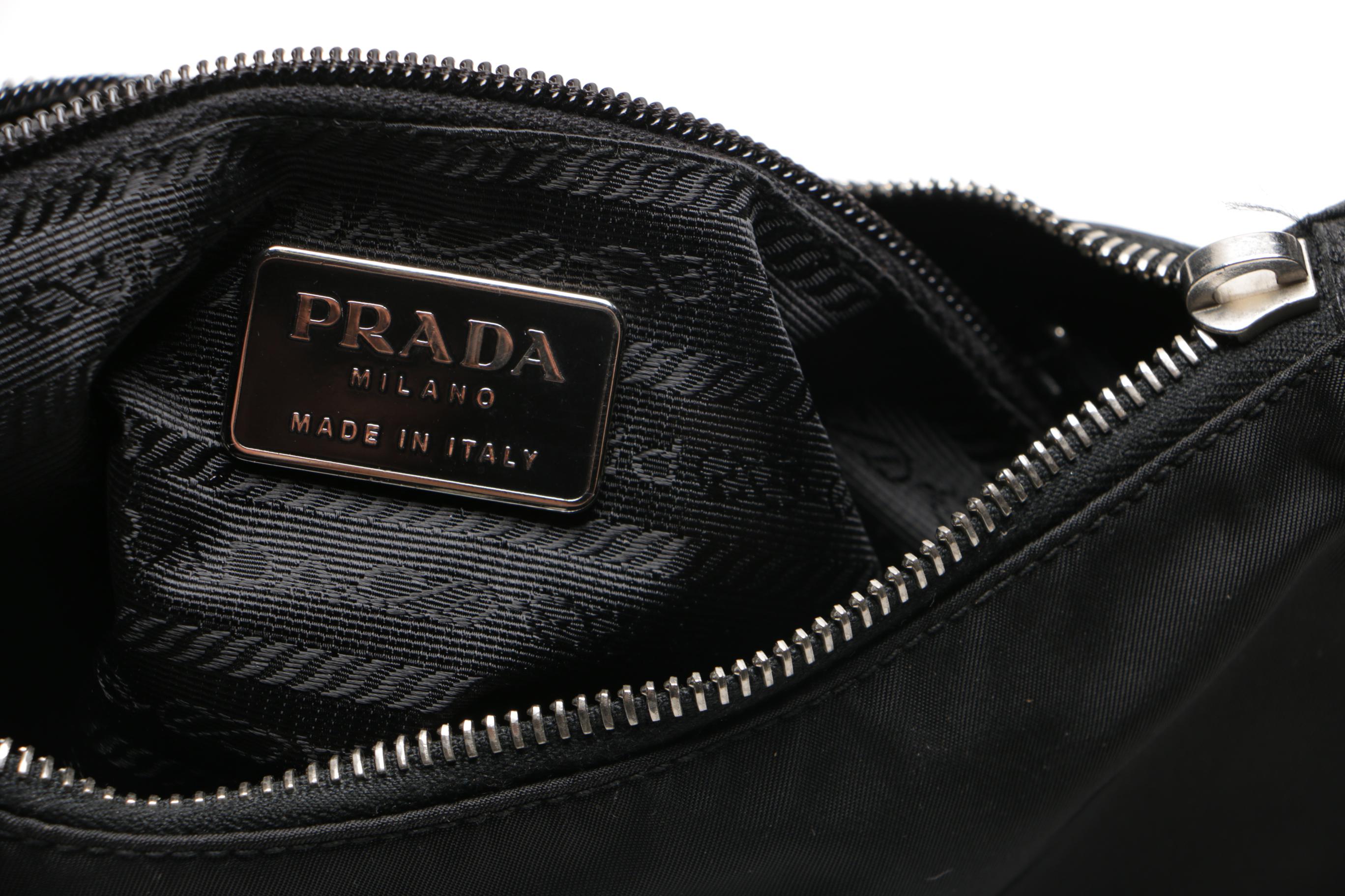 Prada Black Nylon and Leather Handbag