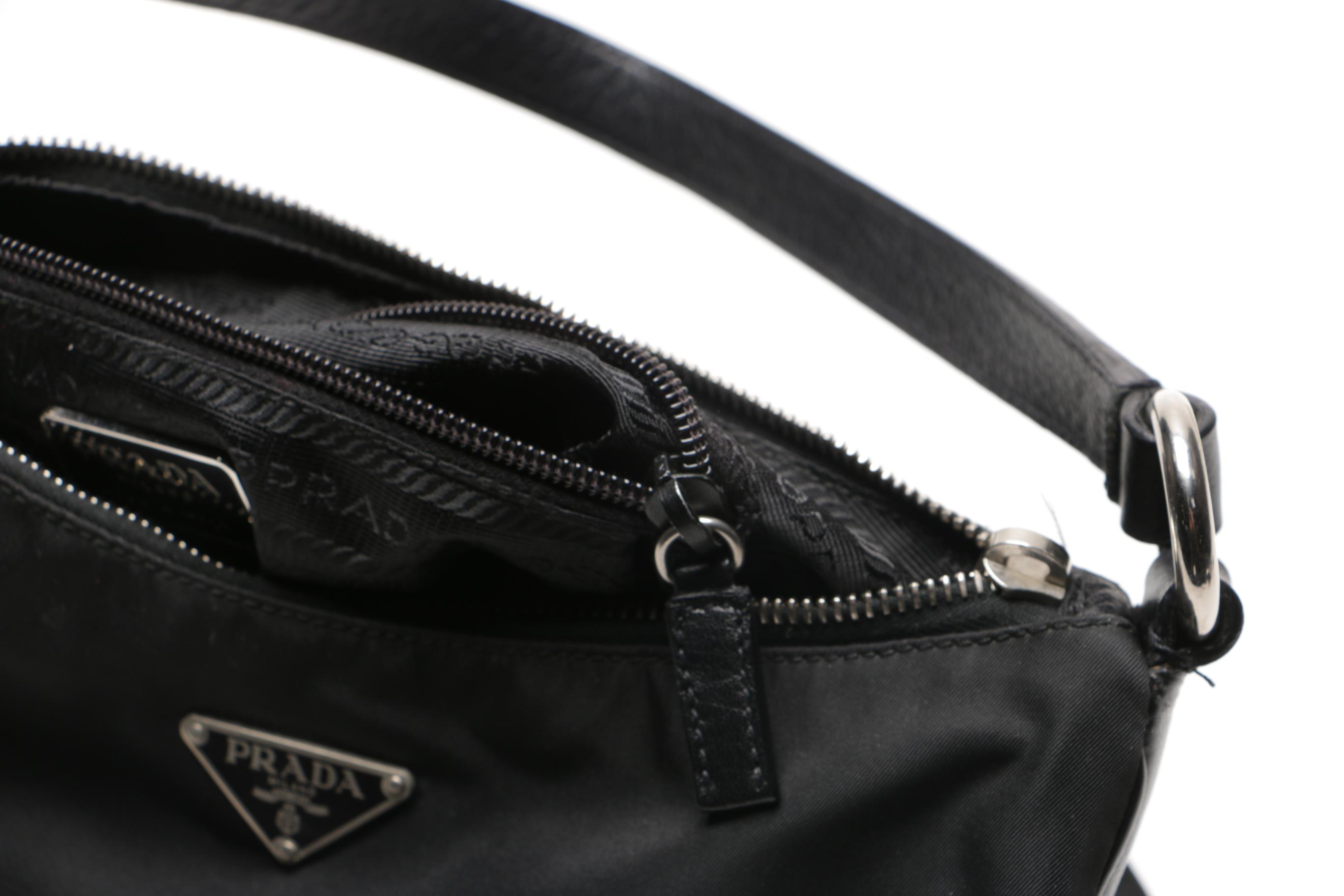 Prada Black Nylon and Leather Handbag