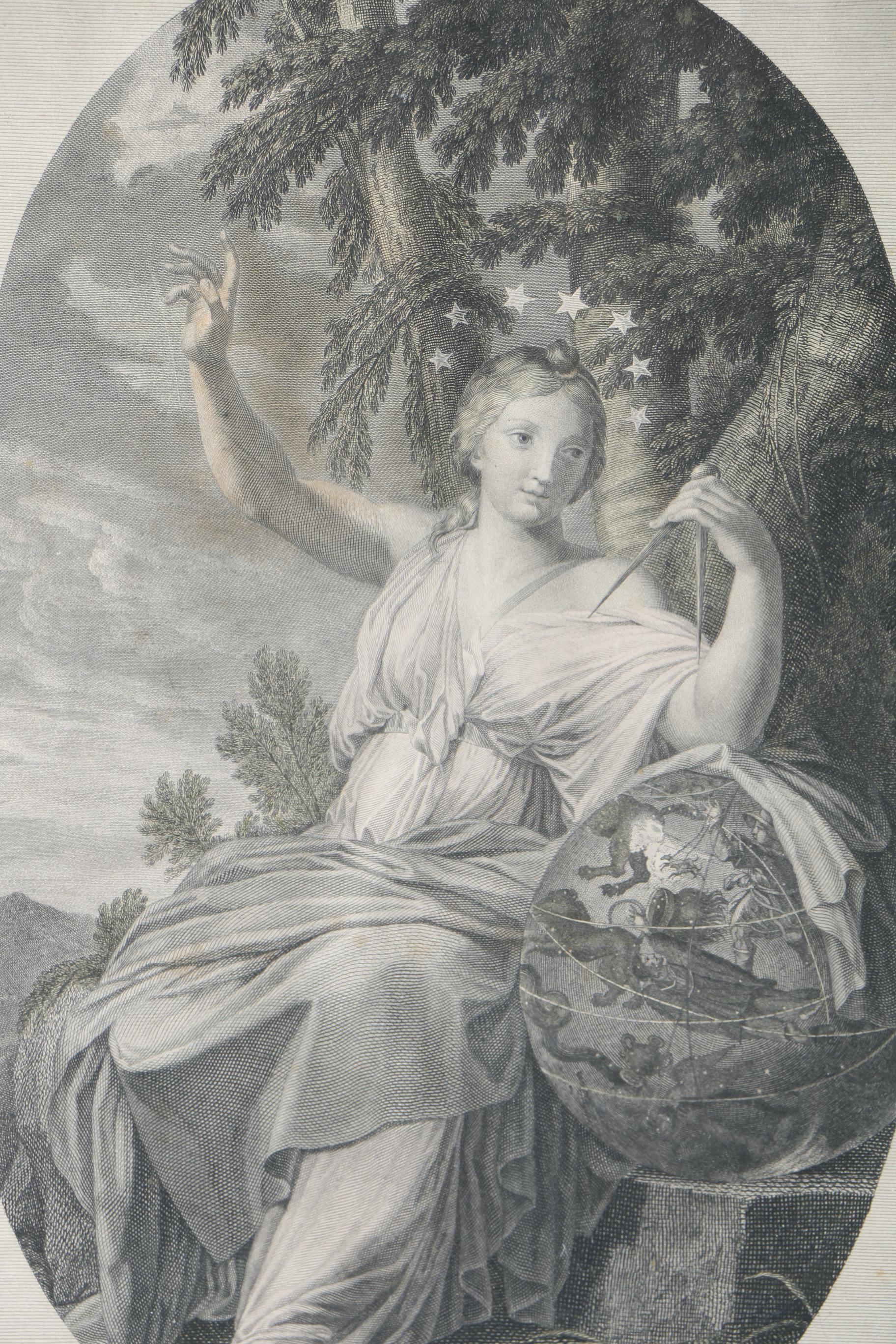 Engraving "The Muse Urania" and Lithograph "The Lute Player"