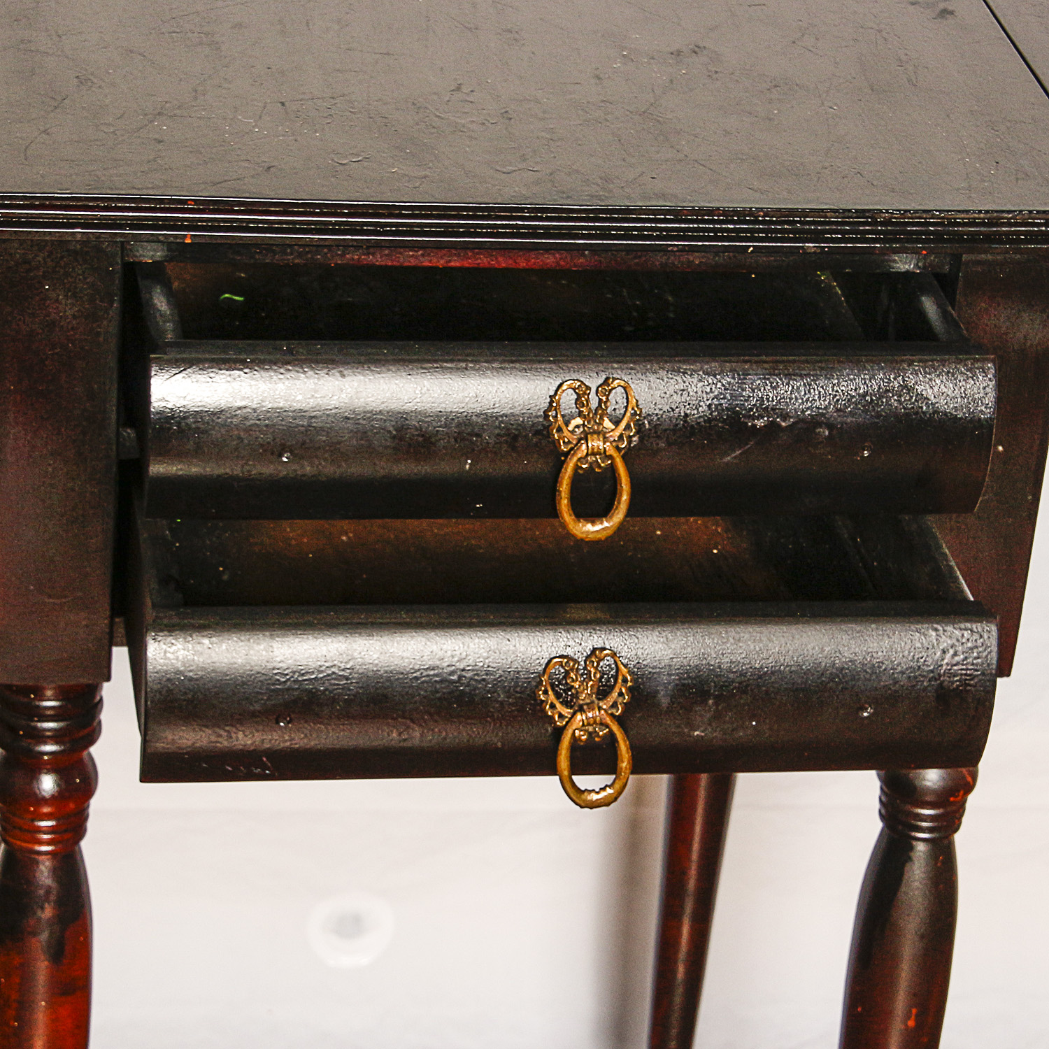 Vintage Sheraton Style Two-Drawer Work Table