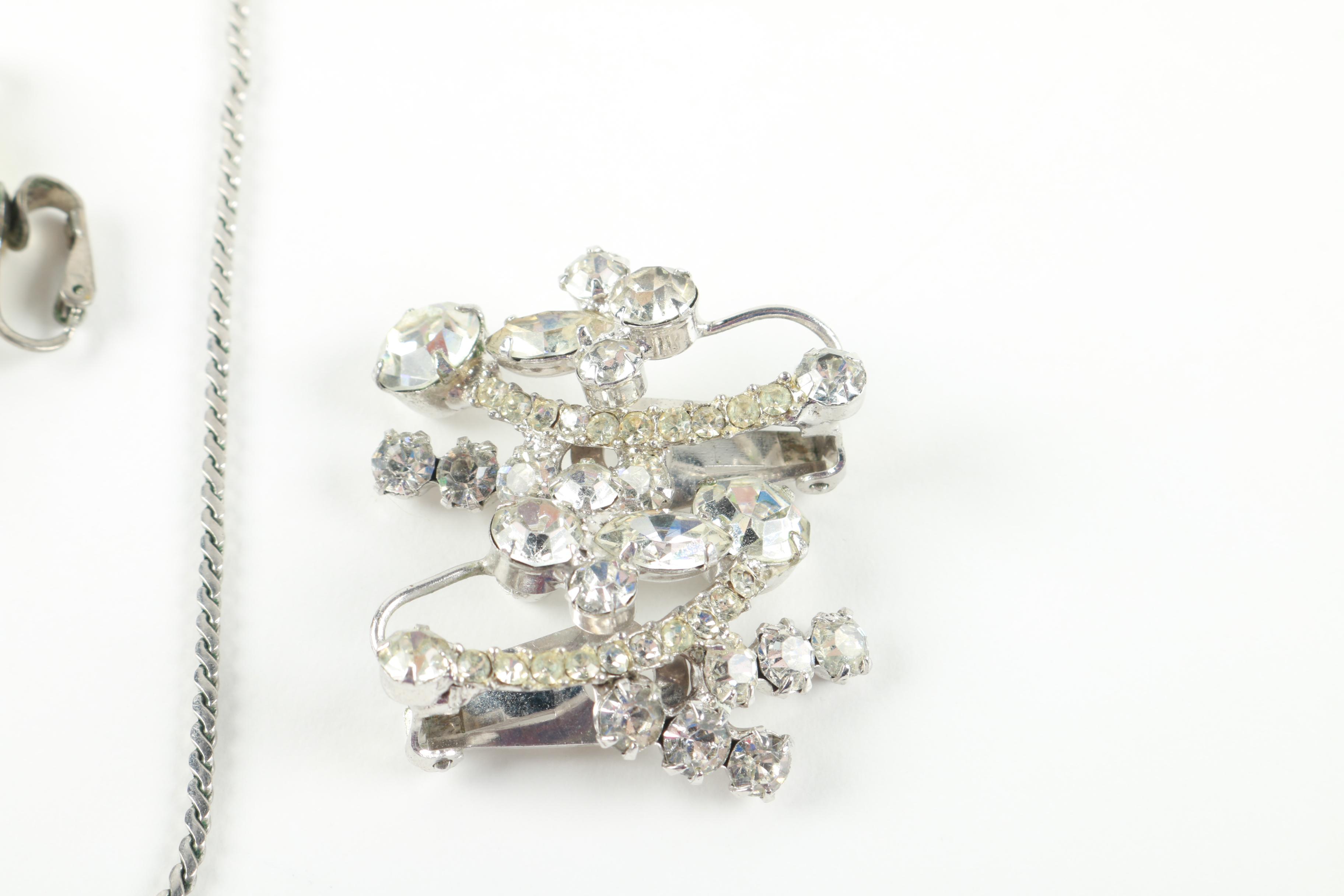 Rhinestone Costume Jewelry Including Faux Pearls