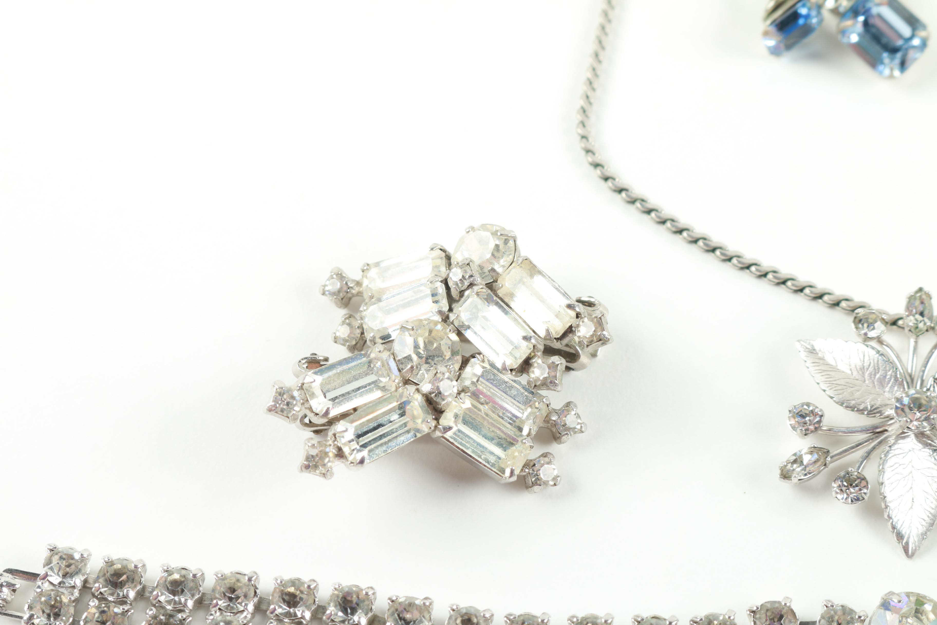 Rhinestone Costume Jewelry Including Faux Pearls