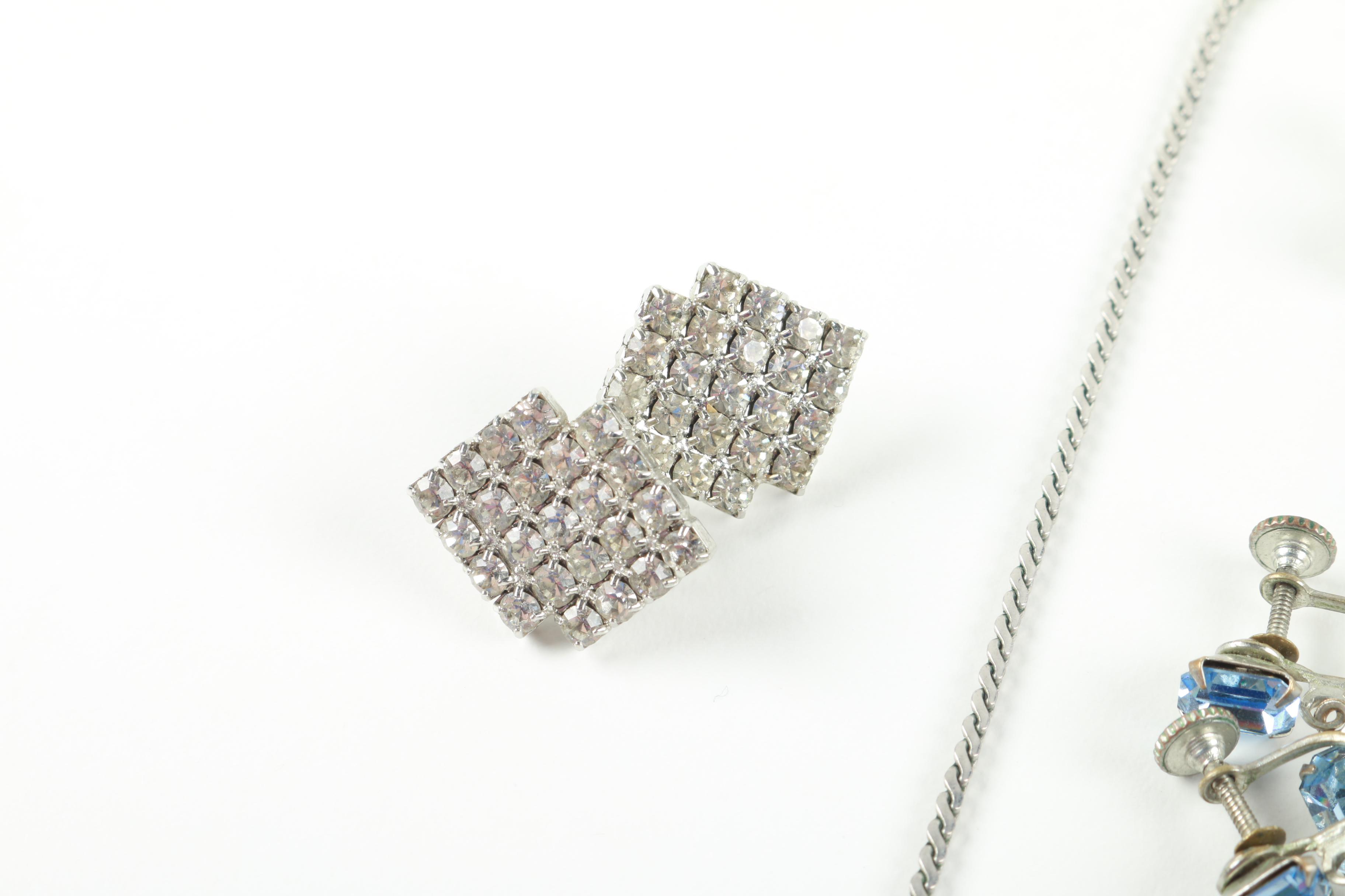 Rhinestone Costume Jewelry Including Faux Pearls