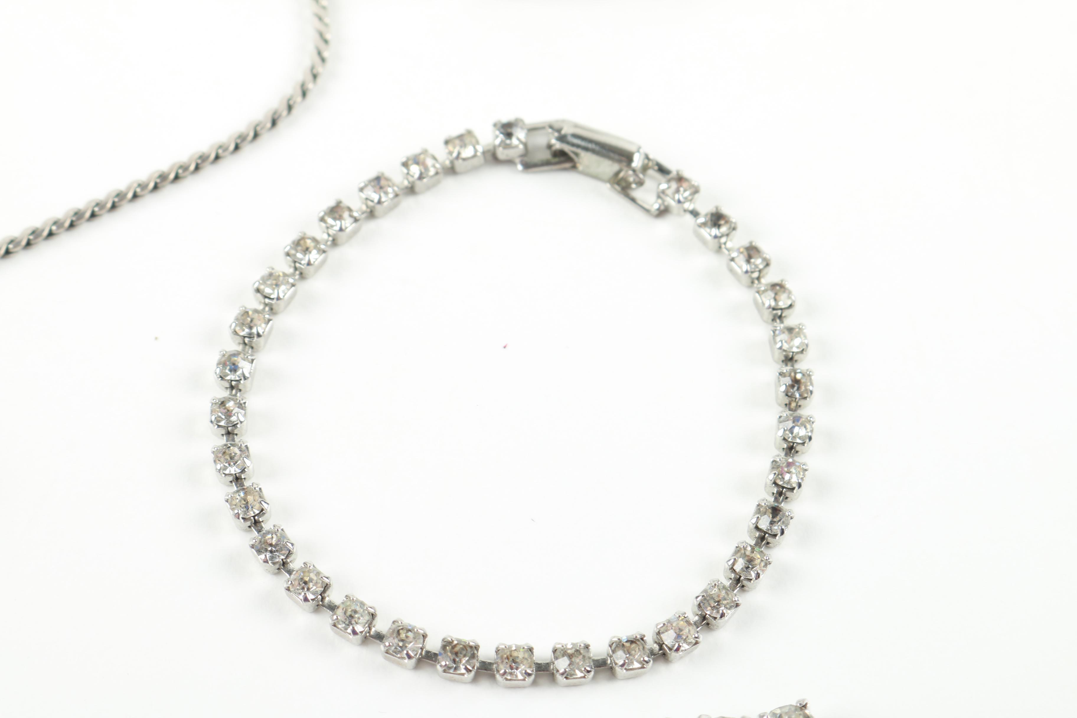 Rhinestone Costume Jewelry Including Faux Pearls