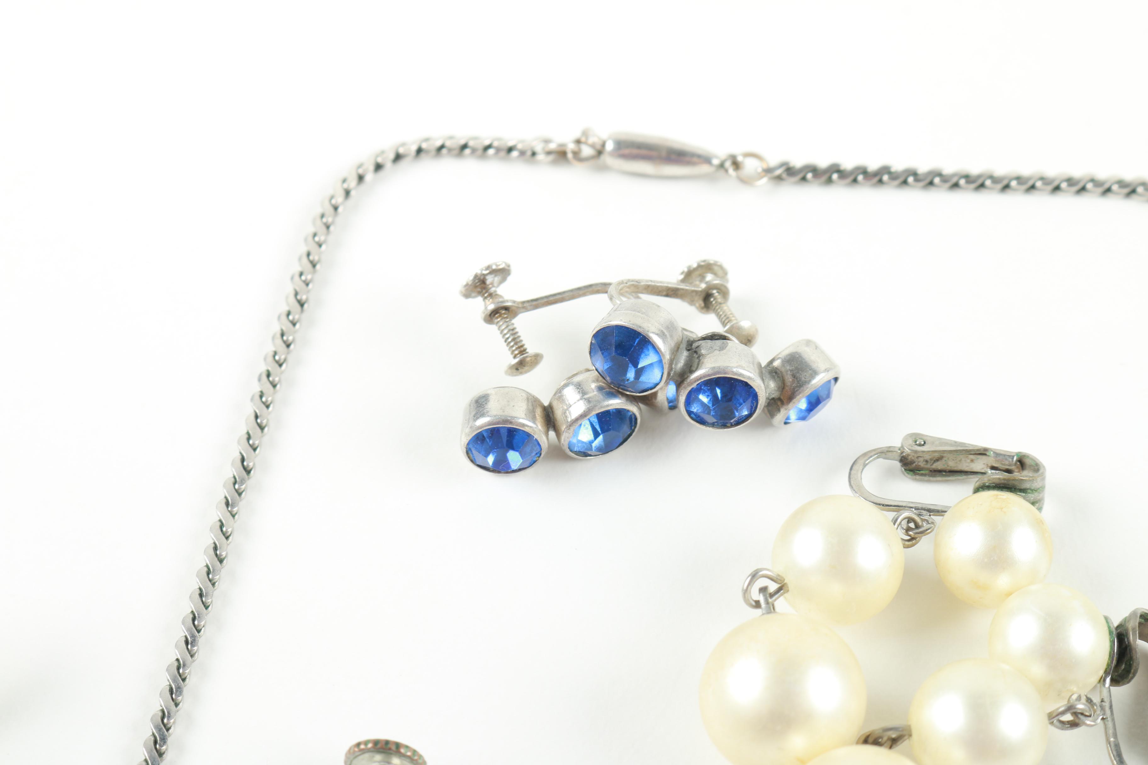 Rhinestone Costume Jewelry Including Faux Pearls