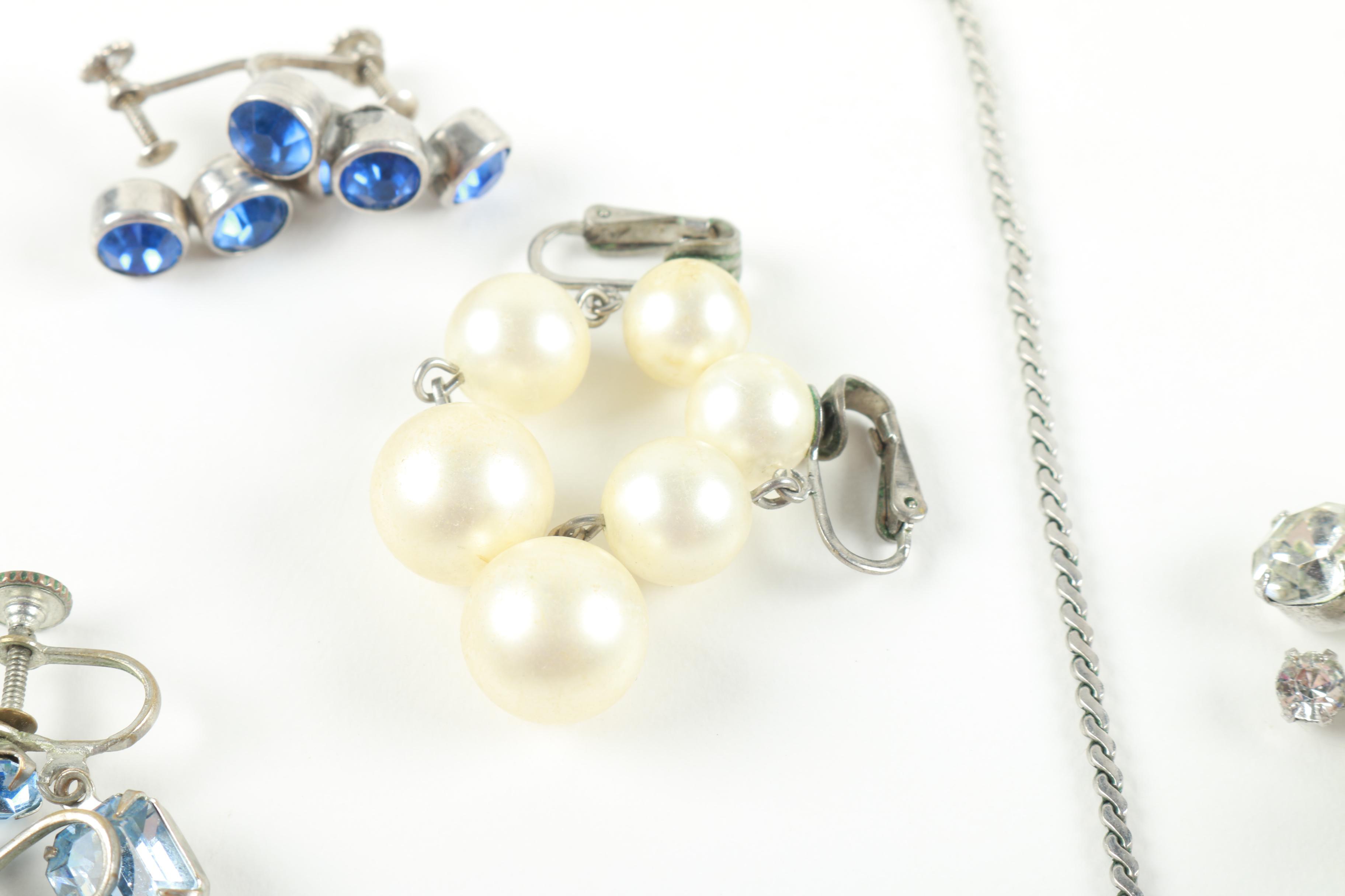 Rhinestone Costume Jewelry Including Faux Pearls