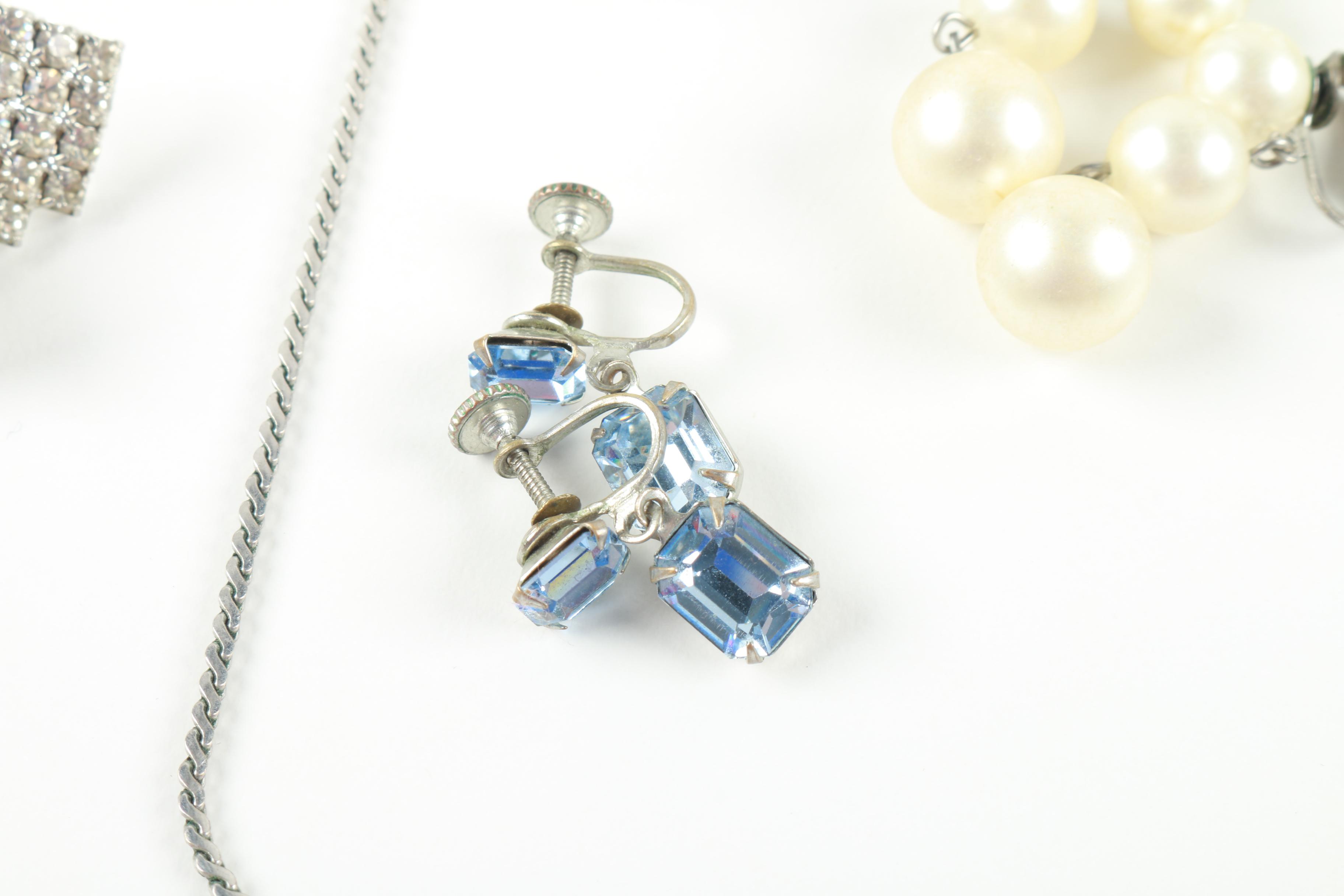 Rhinestone Costume Jewelry Including Faux Pearls