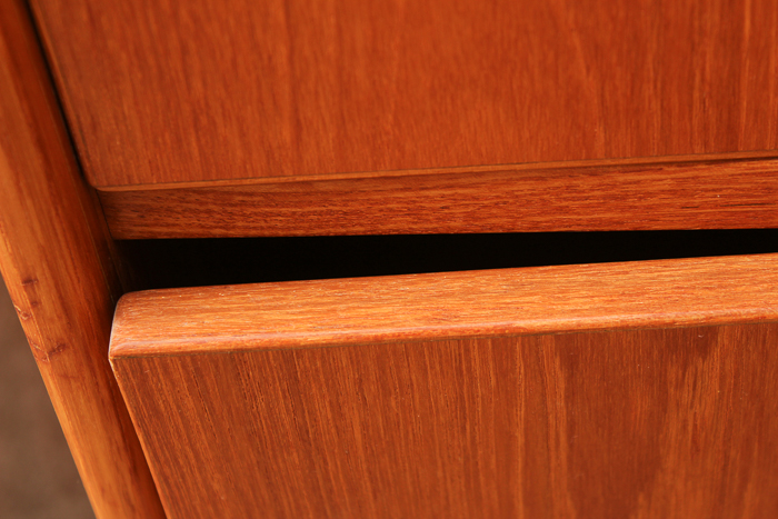 Vintage Danish Modern Teak Veneer and Glass TV Credenza